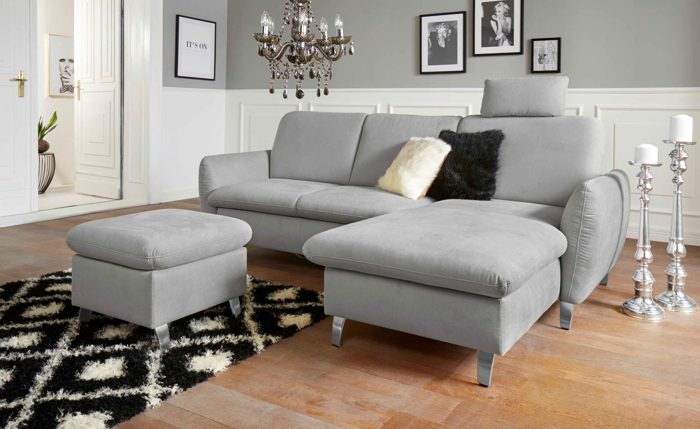 sit&more Ecksofa »Daytona L-Form«, mit Federkern, einer Kopfstütze und wahlweise mit Bettfunktion