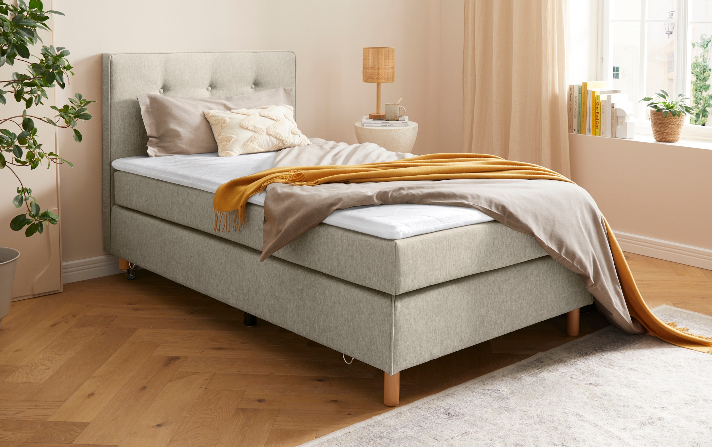 Home affaire Boxspringbett »Heimatblick 100x200cm beliebig erweiterbar zu Doppel- und Familienbett«, Einzelbett, Hotelbett erhältlich in H2,H3 & H4
