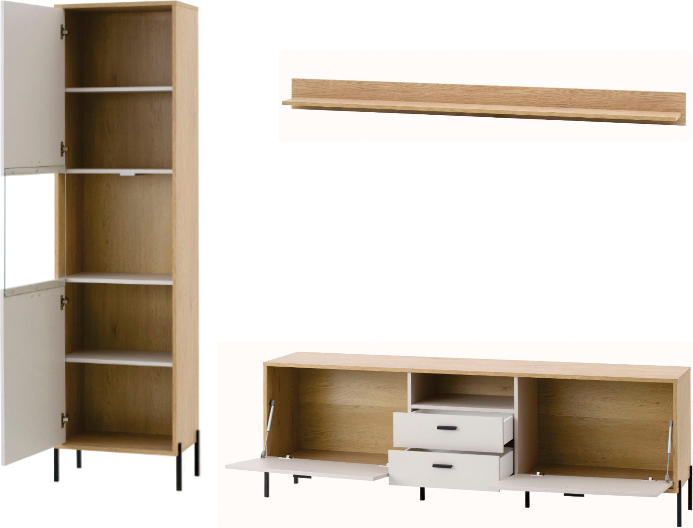 Home affaire Wohnwand »Fredericia, moderne Anbauwand, Komplettset in Kaschmir« Set, 3 Stk. tlg.