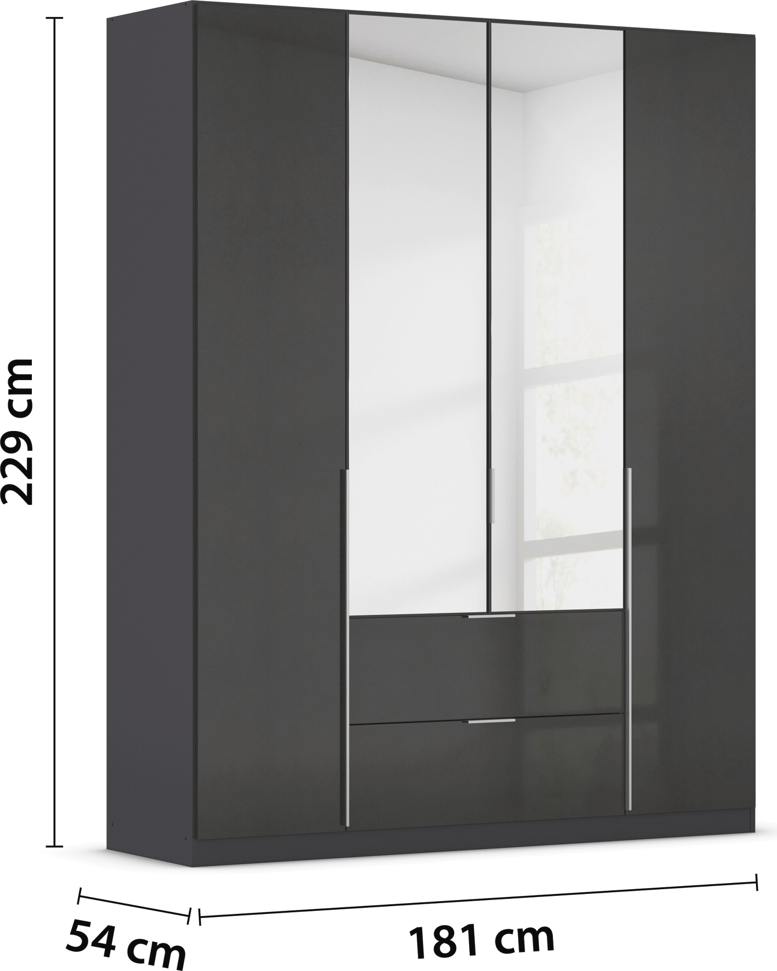 rauch Drehtürenschrank »Kleiderschrank Schrank Garderobe AGORDO mit Dekor- oder Hochglanzfront«, mit Außenschubkästen, in 6 Breiten und 2 Höhen MADE IN GERMANY
