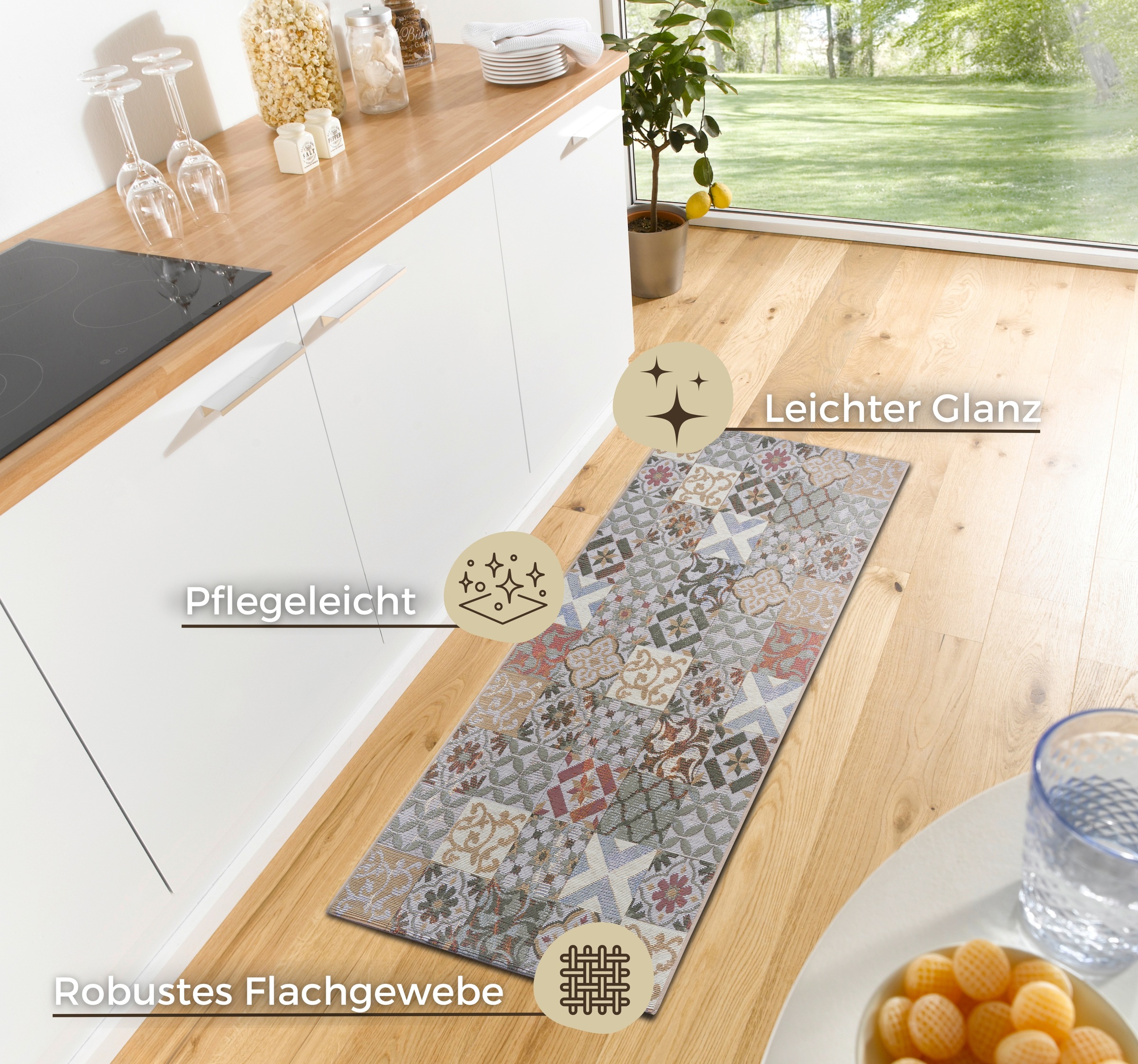 HANSE Home Läufer »Mosaik«, rechteckig, 6 mm Höhe, strapazierfähig, pflegeleicht, robust, Anti-Rutsch, Küche, Flur, Diele