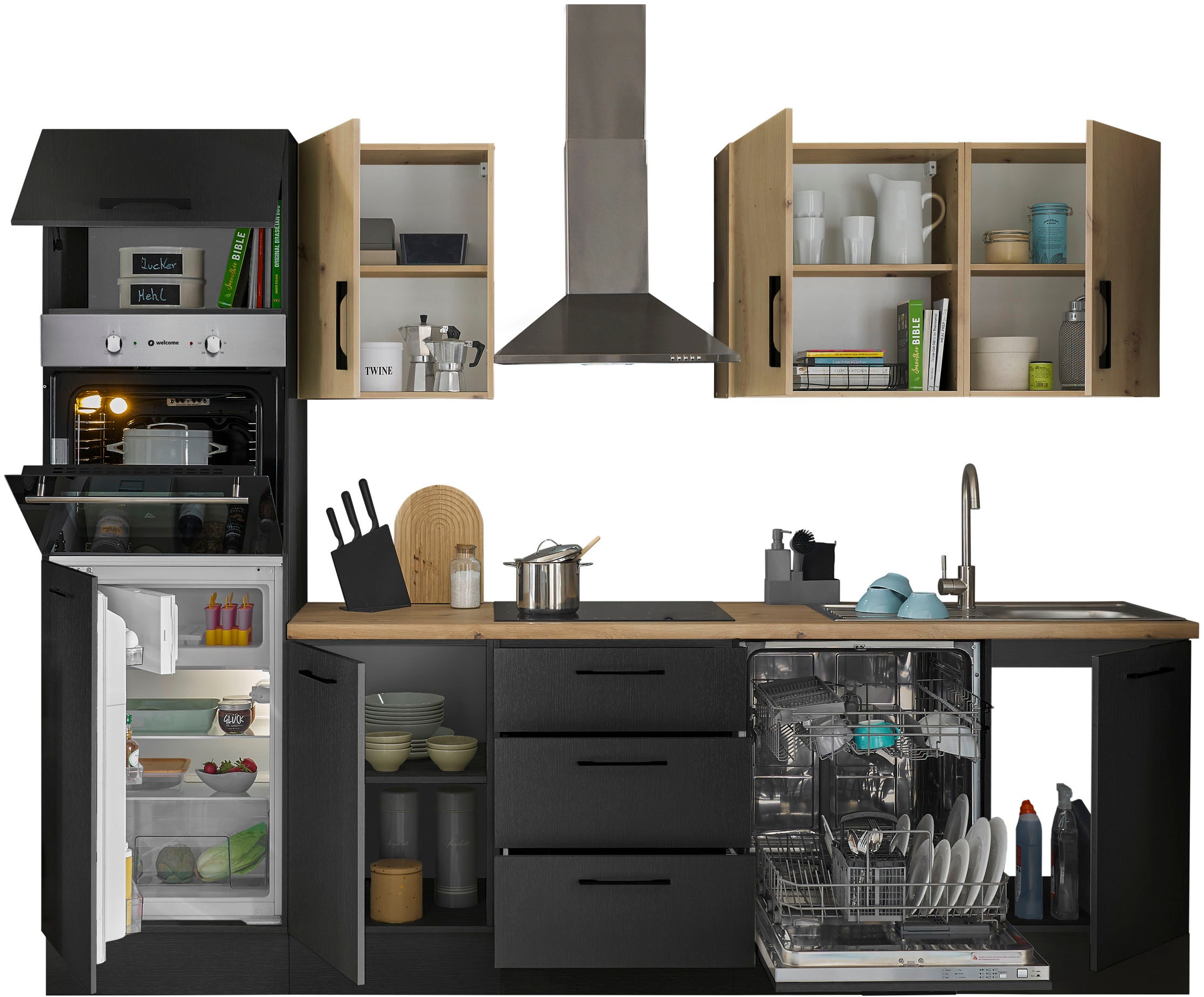 BASIC by Balculina Küchenzeile »Turin«, Breite 280 cm, wahlweise mit E-Geräten
