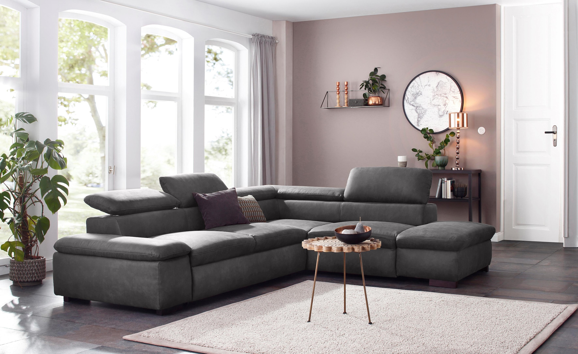 Home affaire Ecksofa »Alberto L-Form«, mit Kopfteilverstellung, wahlweise mit Bettfunktion