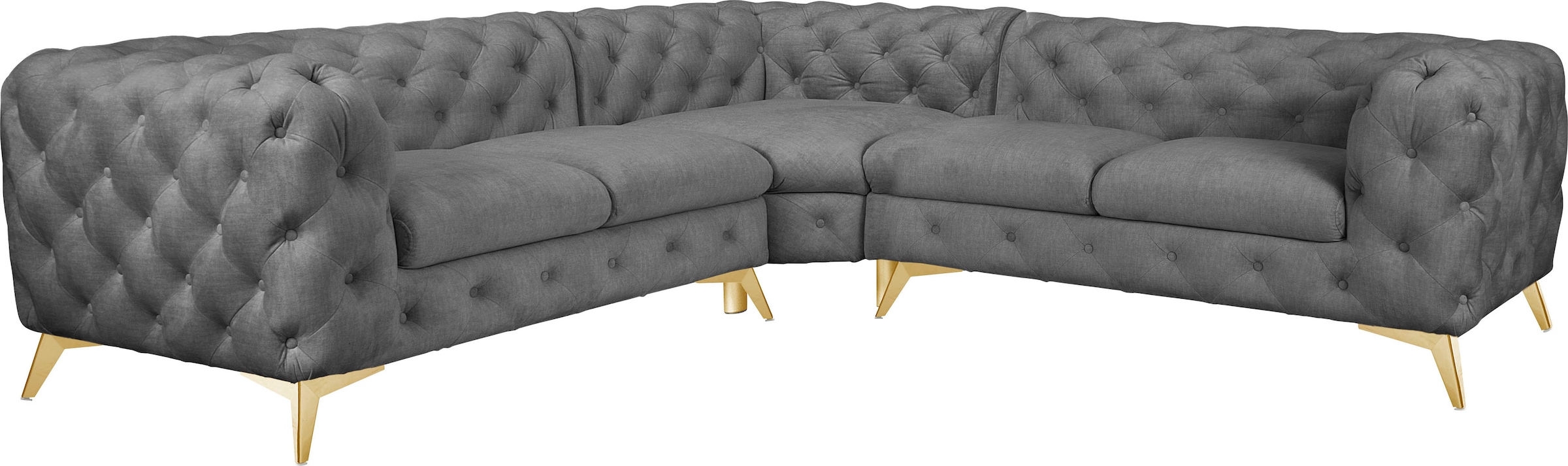 Home affaire Chesterfield-Sofa »Ecksofa GLYNIS L-Form mit Wellenunterfederu günstig online kaufen