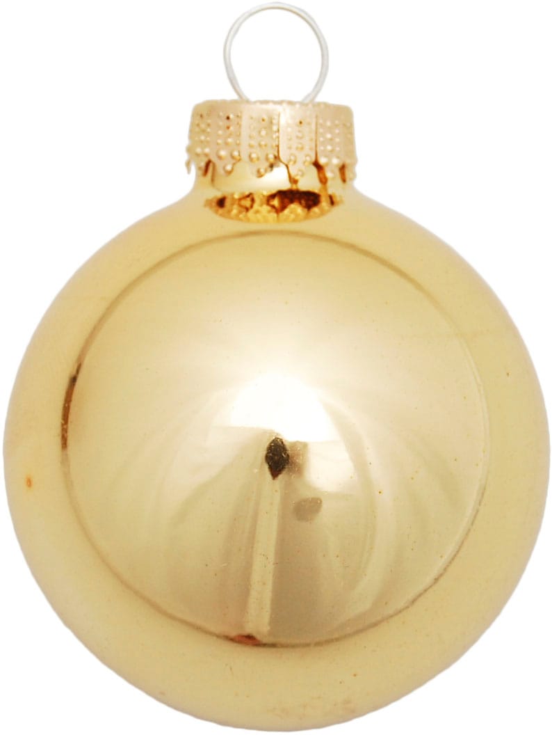 Krebs Glas Lauscha Weihnachtsbaumkugel »Glaskugelsortiment Goldfarben Glanz/Satin, Ø ca. 5 cm«, (Set, 12 St.), Weihnachtsdeko, Christbaumschmuck, Christbaumkugeln aus Glas