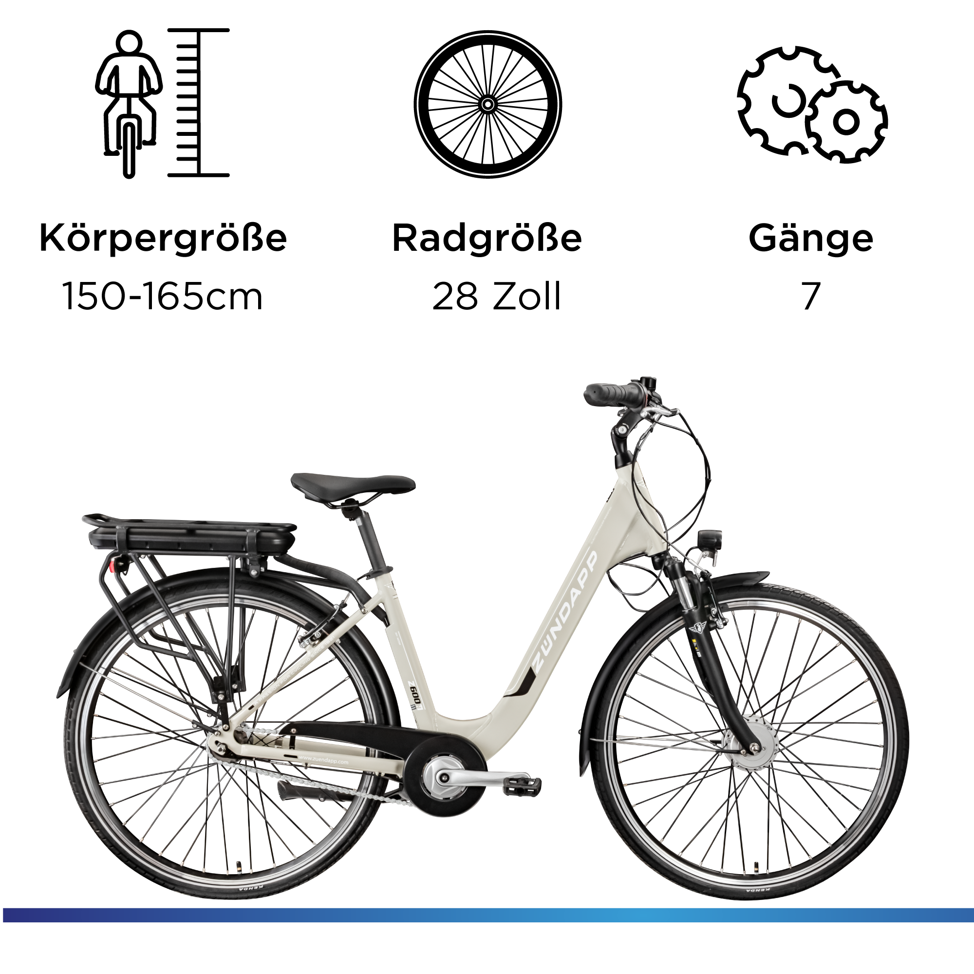 Zündapp »Z600« 7 Gang Nabenschaltung Frontmotor 250 W City E Bike Damen 28 Zoll Elektrofahrrad 7 Gang 150-165cm Damenfahrrad