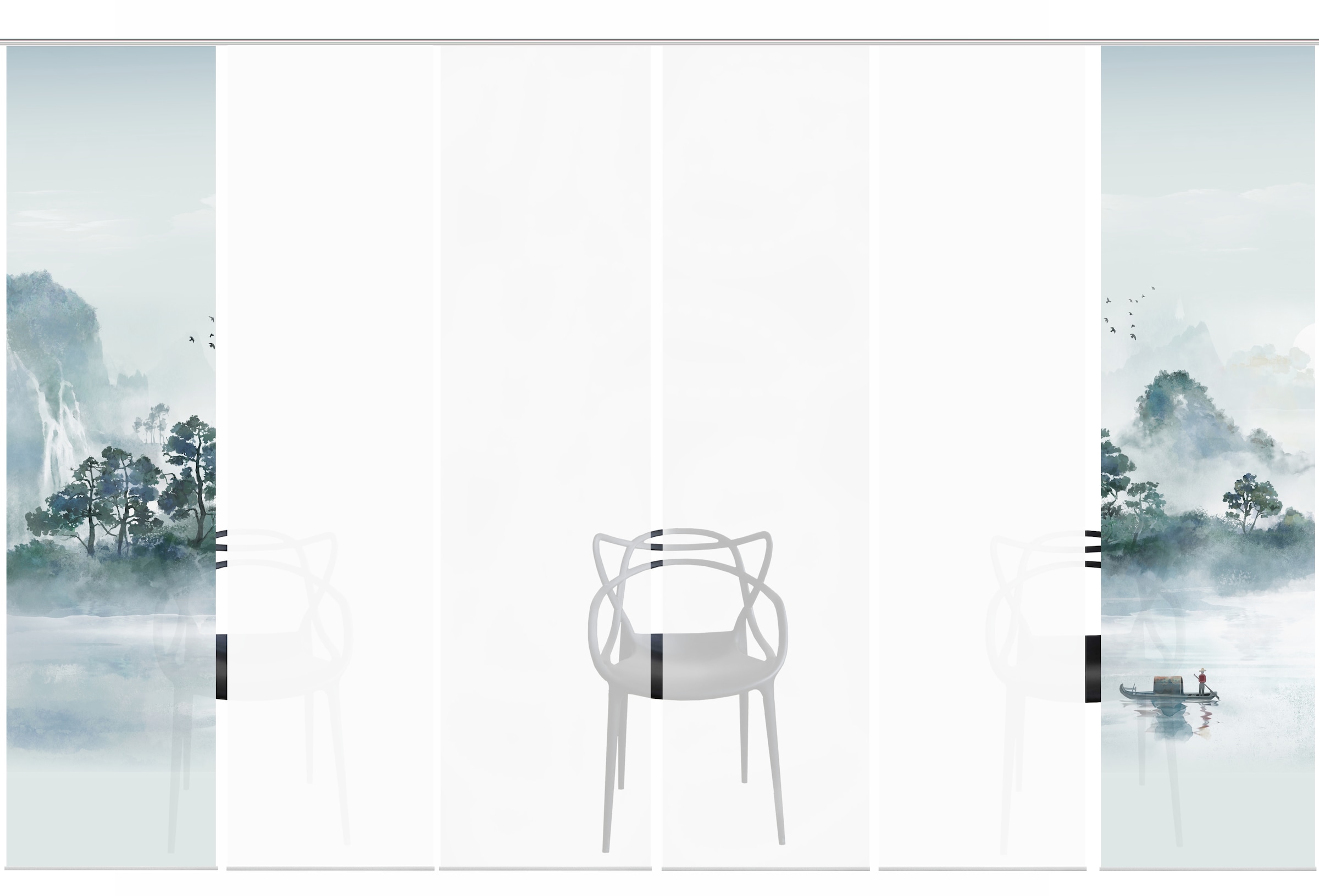 HOME WOHNIDEEN Schiebegardine »VITNAM« Paneelwagen 6 Stk. tlg. Schiebewand Seidenoptik, SET, Digitaldruck