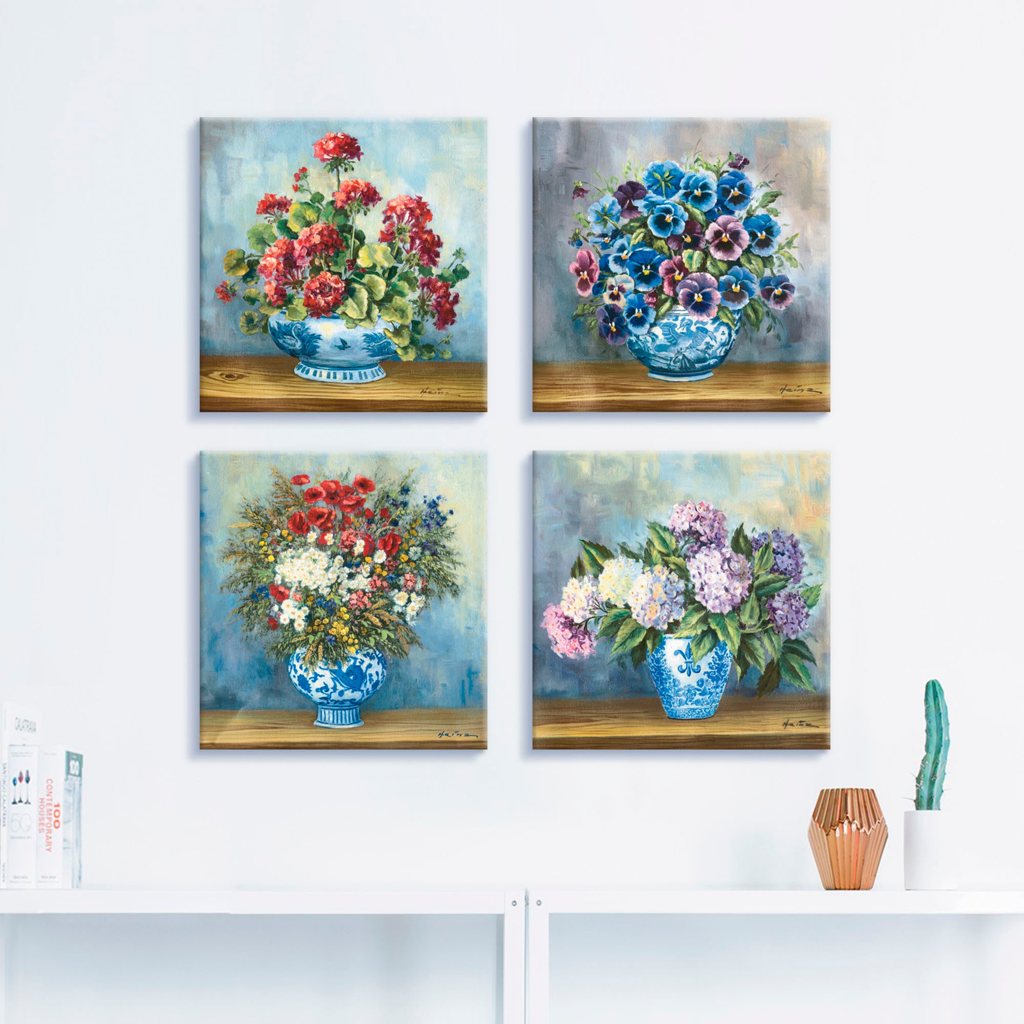 Artland Leinwandbild »Blumen Bouqets«, Blumen, (4 St.), 4er Set, verschiede günstig online kaufen