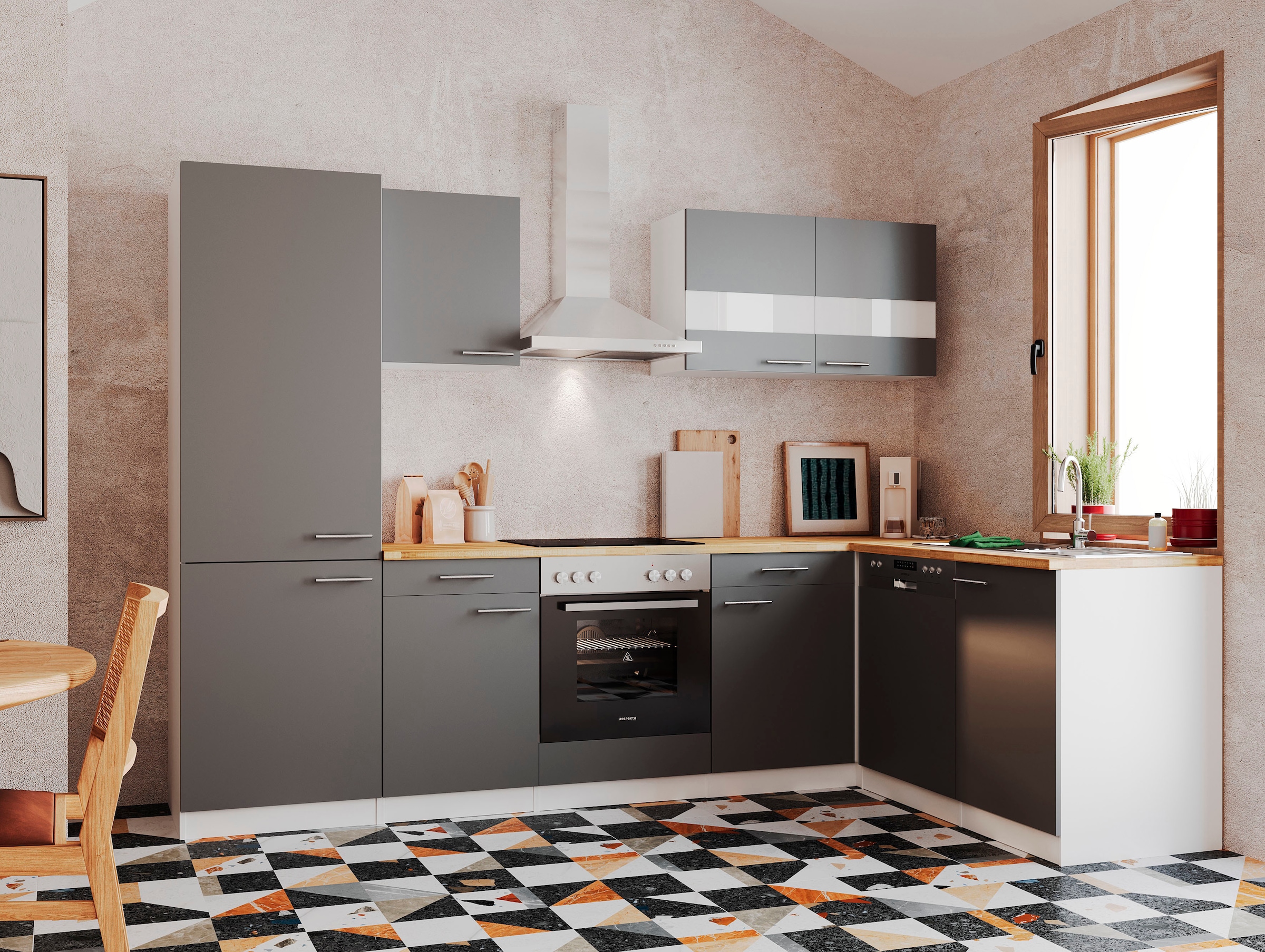 RESPEKTA Küchenzeile "Malia" Breite 280 cm, mit Soft-Close, in exklusiver K günstig online kaufen