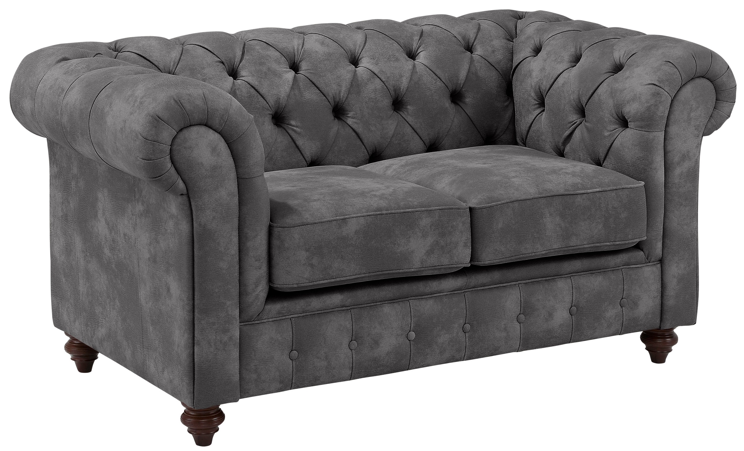 Home affaire Chesterfield-Sofa »Chesterfield 2-Sitzer B/T/H: 150/89/74 cm«, mit hochwertiger Knopfheftung, auch in Leder