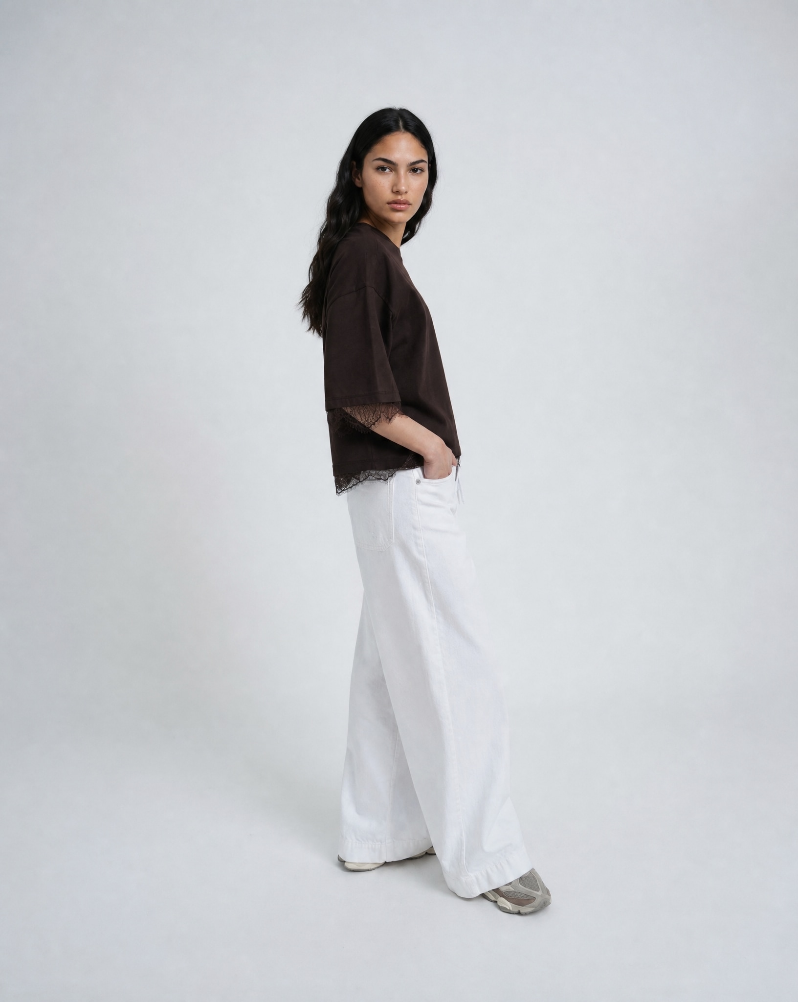 Smith & Soul T-Shirt mit Spitzendetails, Boxy Fit