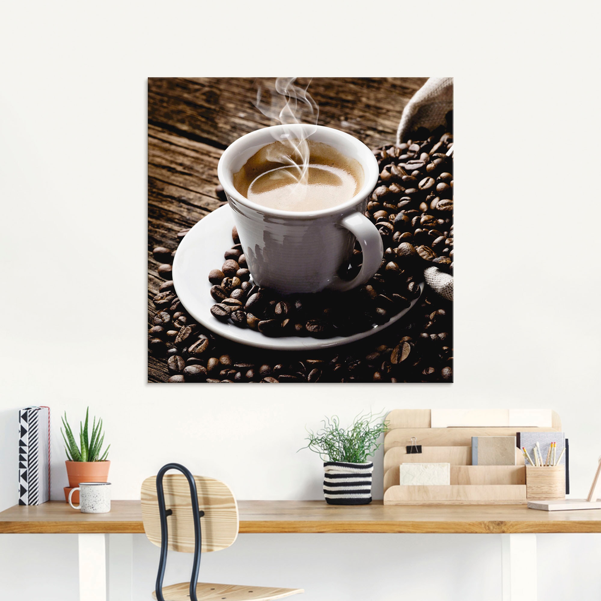 Artland Glasbild »Heißer Kaffee - dampfender Kaffee«, Getränke, (1 St.)