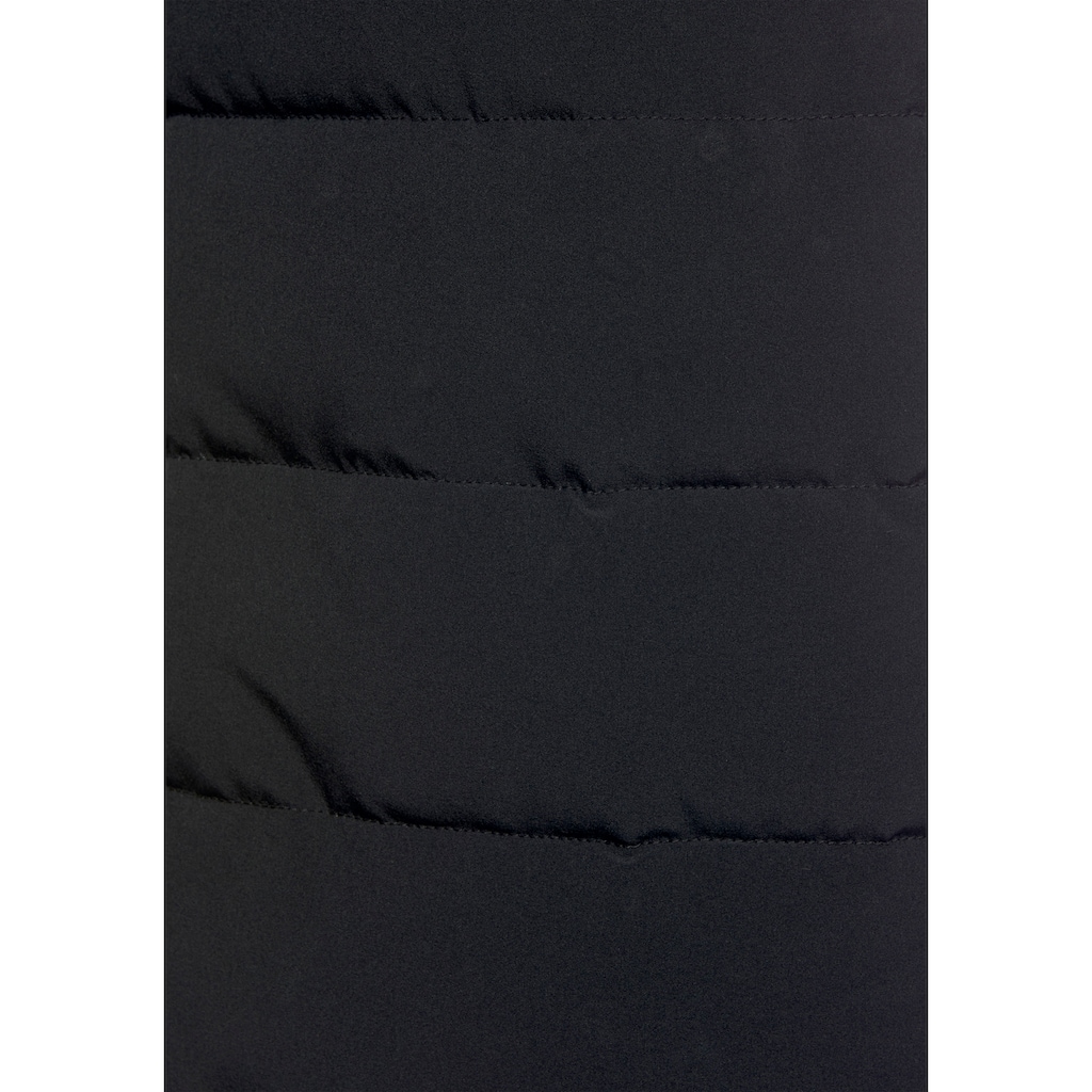 ALPENBLITZ Steppmantel »Oslo long«, hochwertiger Steppmantel mit Markenprägung auf dem elastischem Gürtel und abnehmbarer Kuschel-Kapuze