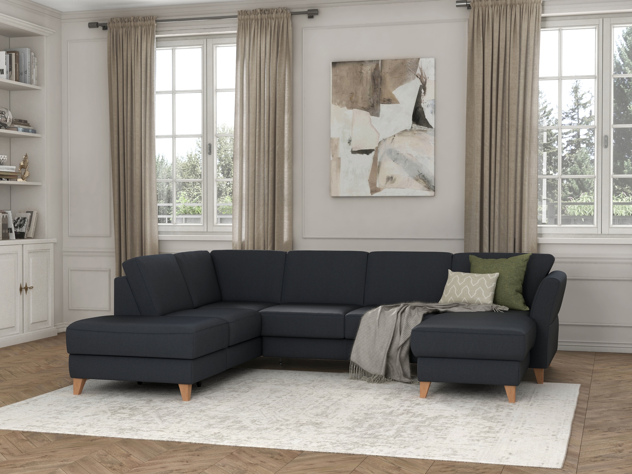 sit&more Wohnlandschaft »Visby U-Form«, wahlweise mit Bettfunktion und Stauraum, frei im Raum stellbar