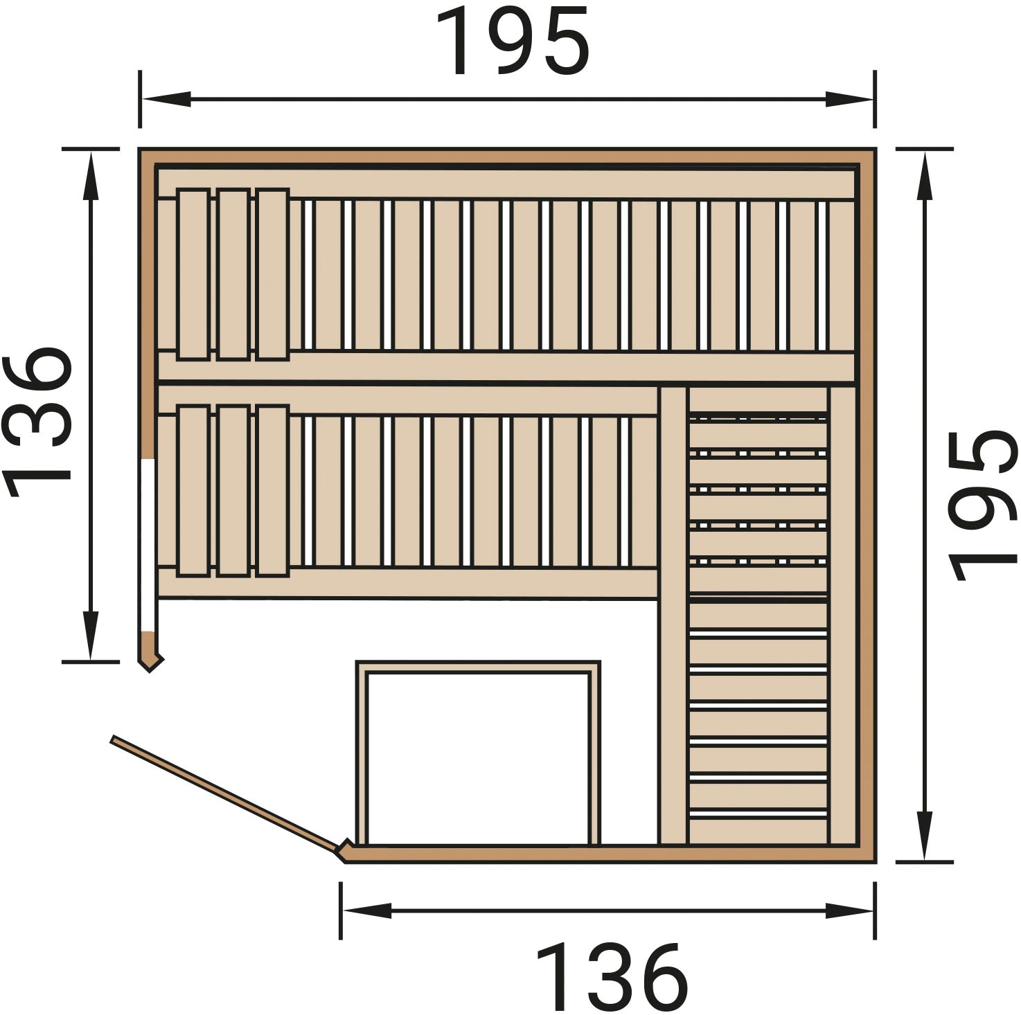 weka Sauna »Design-Sauna KEMI Eck 1« naturbelassenes Fichtenholz, Fensterelement, moderne Glastür