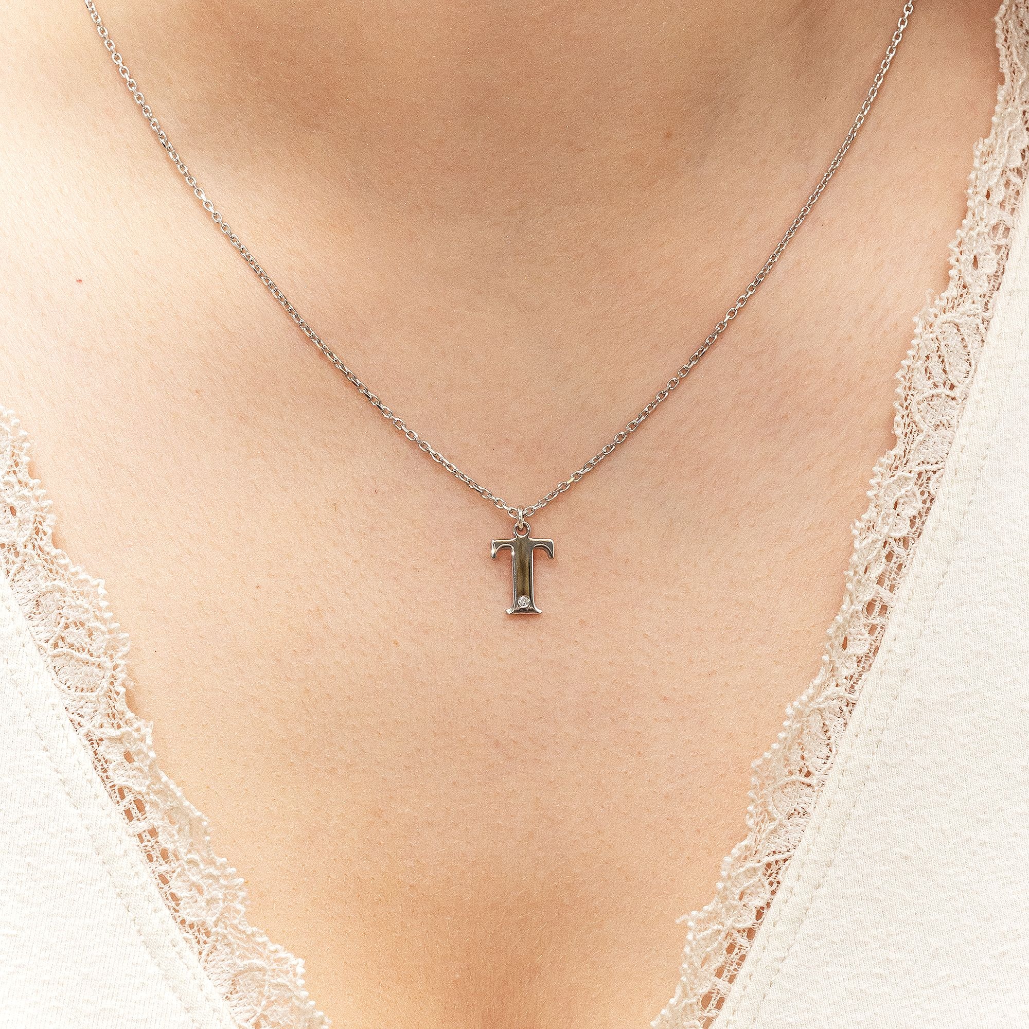 Diamonds by Ellen K. Kette mit Anhänger »Silber 925 mit 1x Diamant 0,008ct. Buchstabe T«
