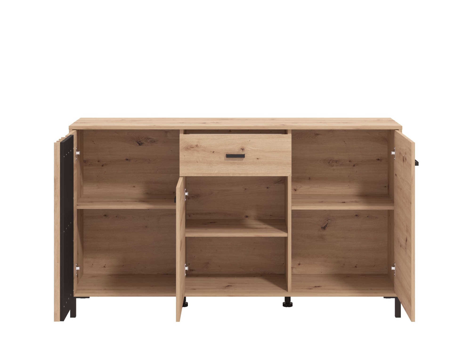 Home affaire Sideboard »LAVAL, Kommode, Kombikommode, Anrichte, Schrank« Modernes Sideboard in Artisan, 3 Türen & 1 Schublade, Lamellen-Optik