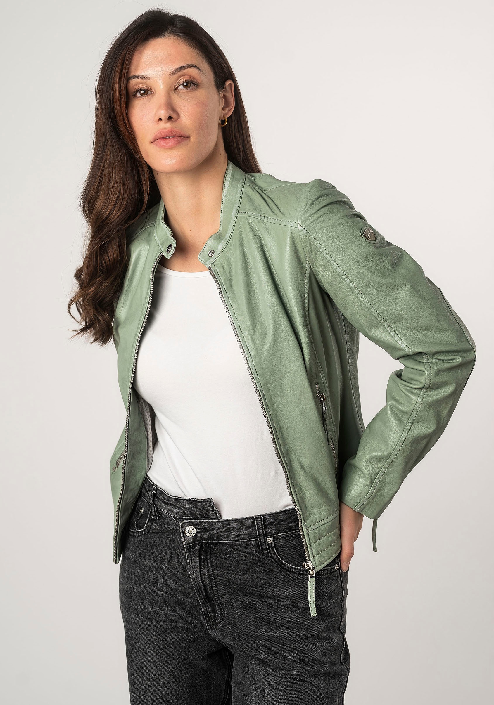 Mauritius Lederjacke »MWFilla«, mit kleinem Stehkragen