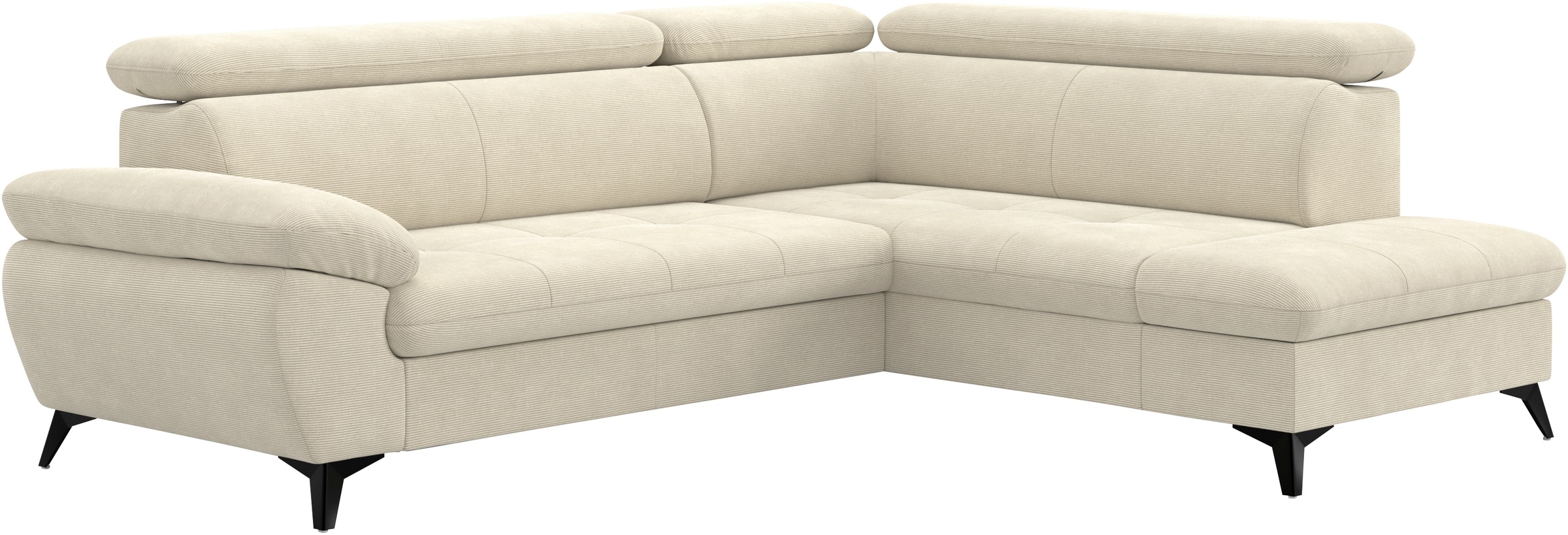 COTTA Ecksofa »Hudson L-Form, mit Kopfteilverstellung, opt. Schlaffunktion & Stauraum« Sofa optional als Gästebett mit Stauraum-Funktion, Cordbezug