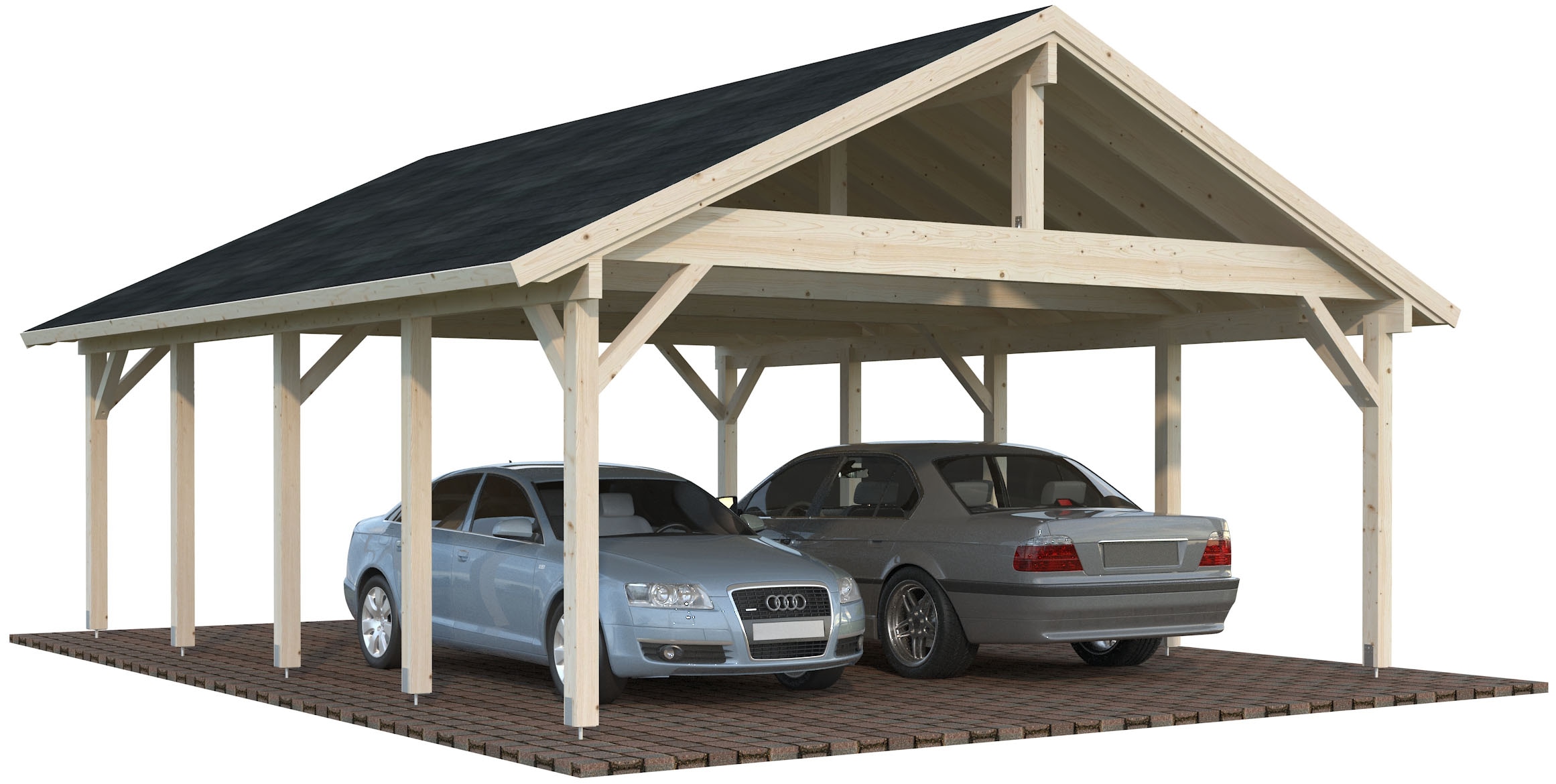 Palmako Doppelcarport »Robert« Massivholz 531 cm natur