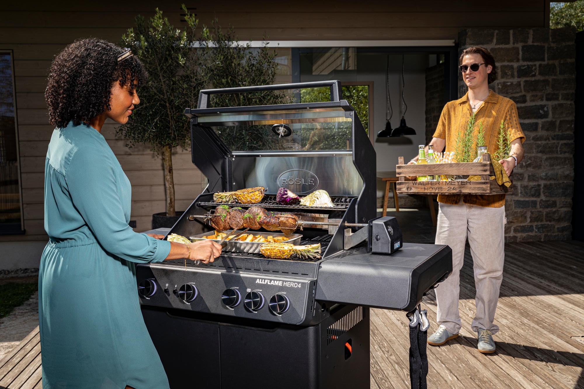 RÖSLE Grillspieß »ALLFLAME-Serie«, Drehspieß inkl. Elektromotor