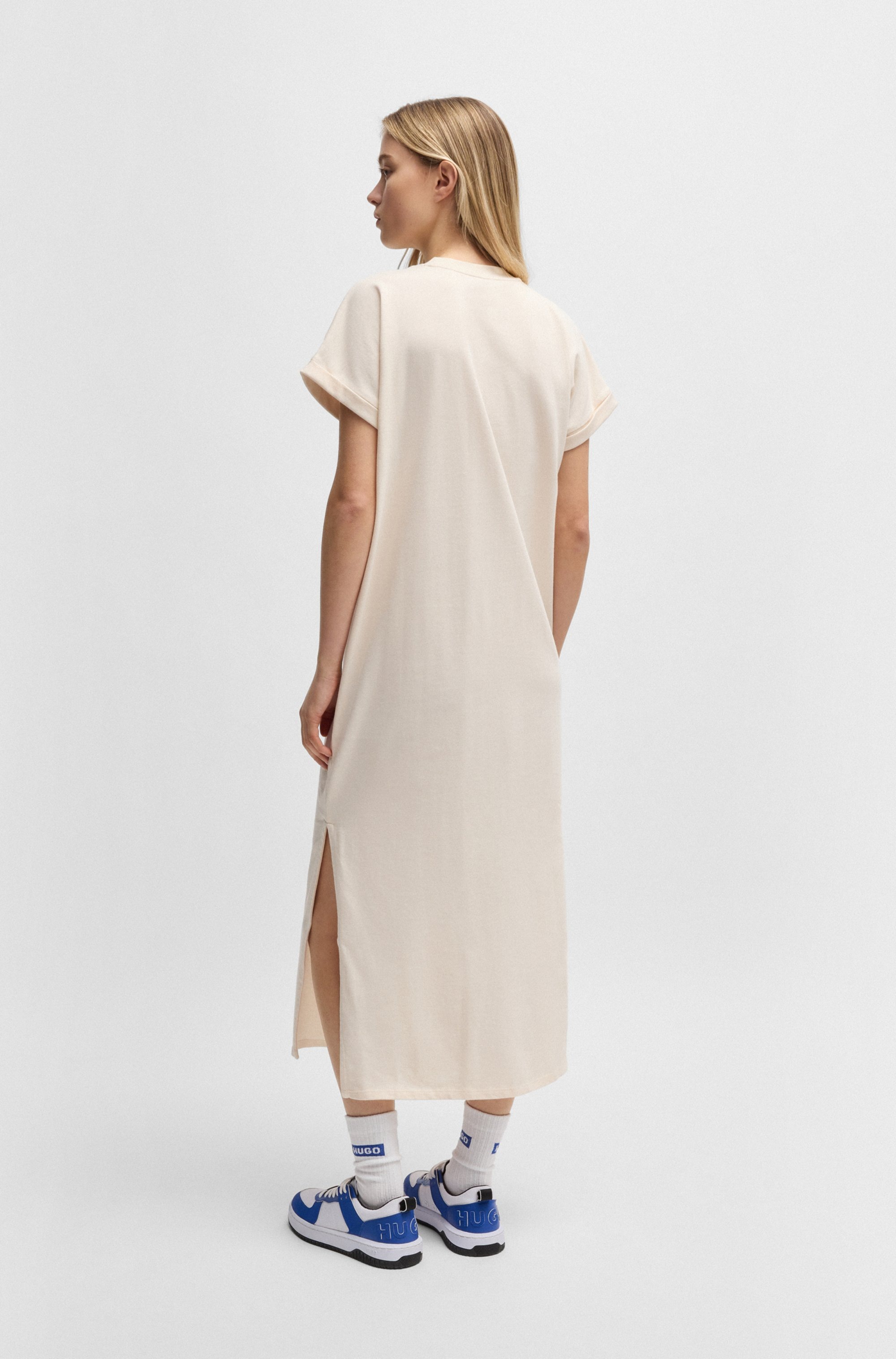 HUGO Blue Jerseykleid »Nalle« Oversized mit Schlitz, mit Logostickerei, Jersey