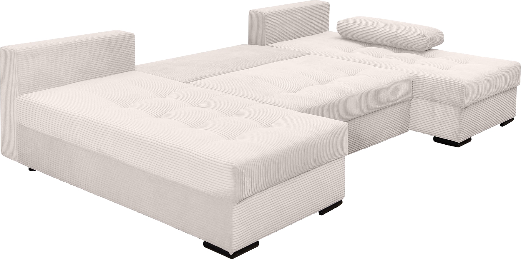COLLECTION AB Wohnlandschaft »Josy, U-Form, Schlafsofa mit Bettkasten«, (Cord-/Mix), flexible Recamiere, Breite: 269cm, inklusive Rückenkissen, Cord