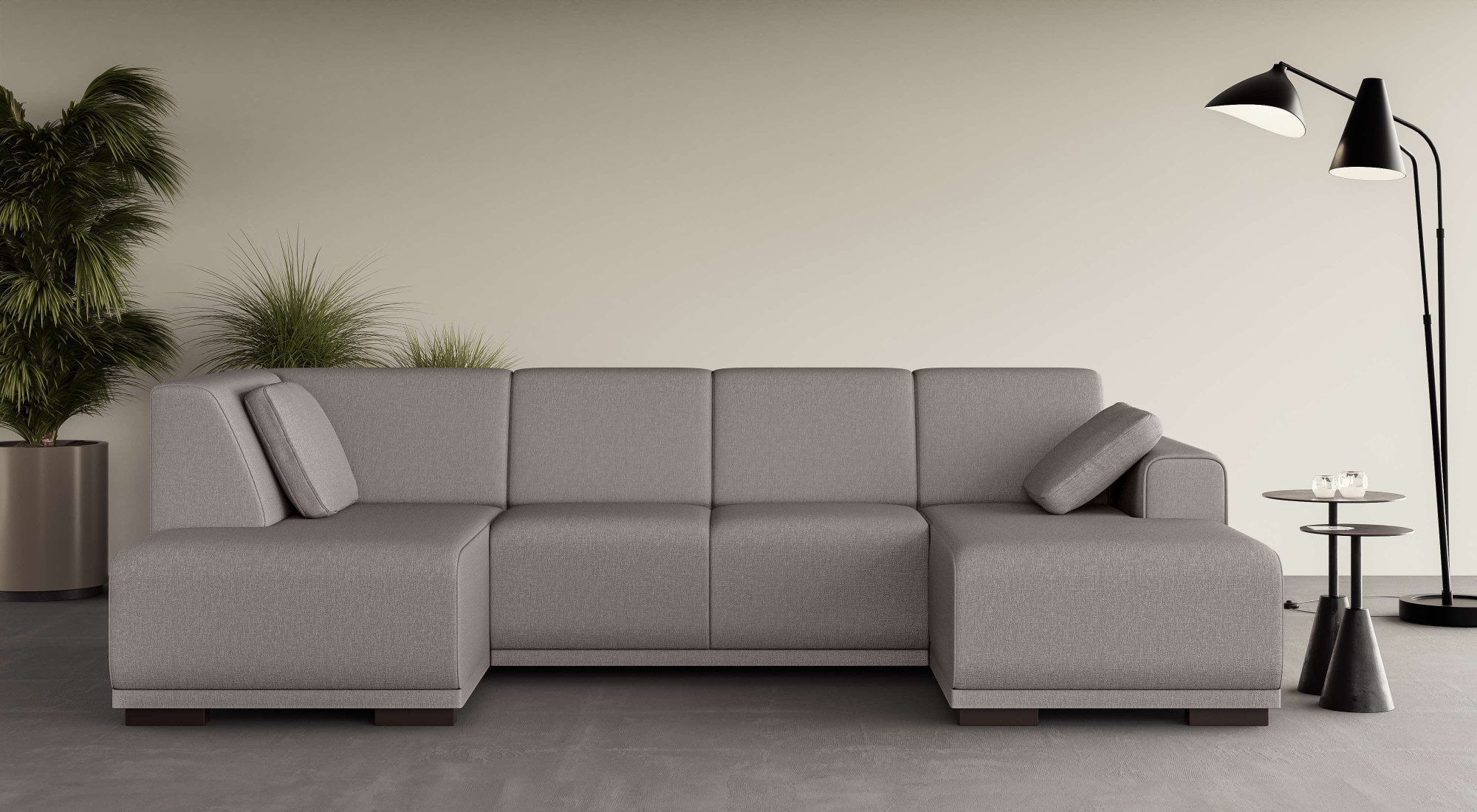 Home affaire Wohnlandschaft »BORNHOLM U-Form mit Recamiere rechts/links, B/T/H: 300/162/85 cm«, U-Form mit Wellenunterfederung, Recamiere rechts oder links bestellbar