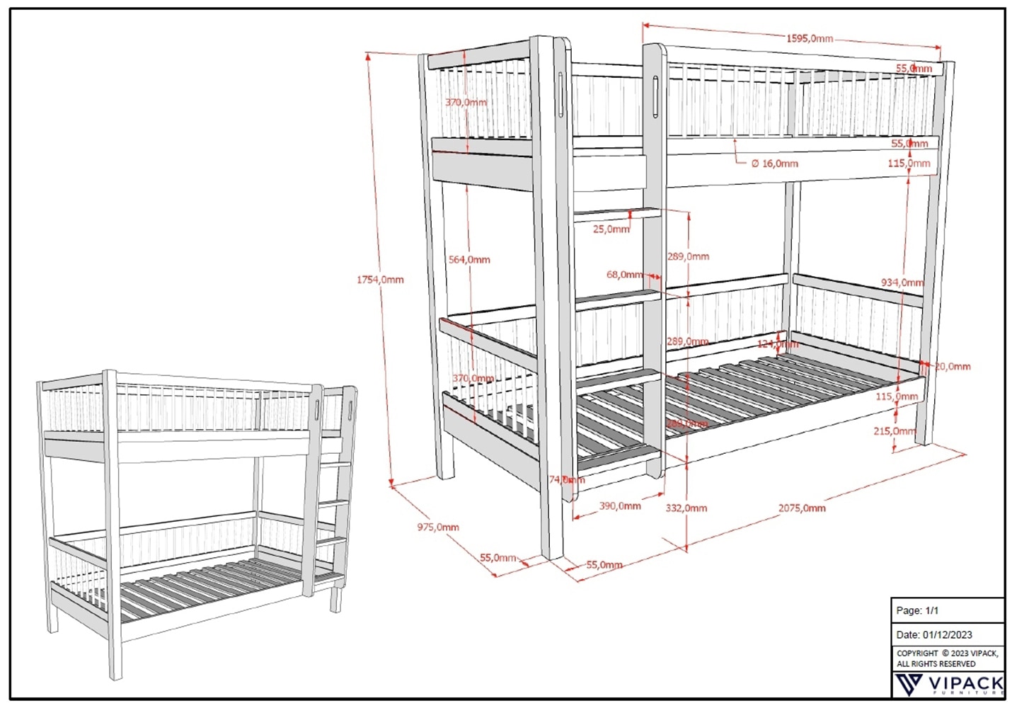 Home affaire Etagenbett »Forrest, Eiche massiv, Made in Europe, langlebige Qualität«, (H/B/T ca. 176/90/200cm), Schublade + unterer Rausfallschutz optional, stabil, 2 Lattenroste