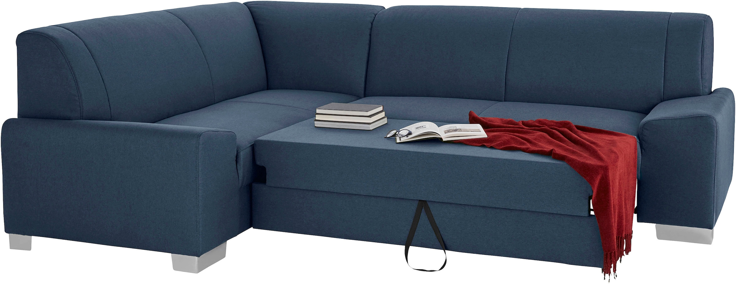DOMO collection Ecksofa »Anzio in kubischer Formensprache, flache Armlehnen, L-Form«, Wahlweise mit Bettfunktion und Federkern für hohen Sitzkomfort