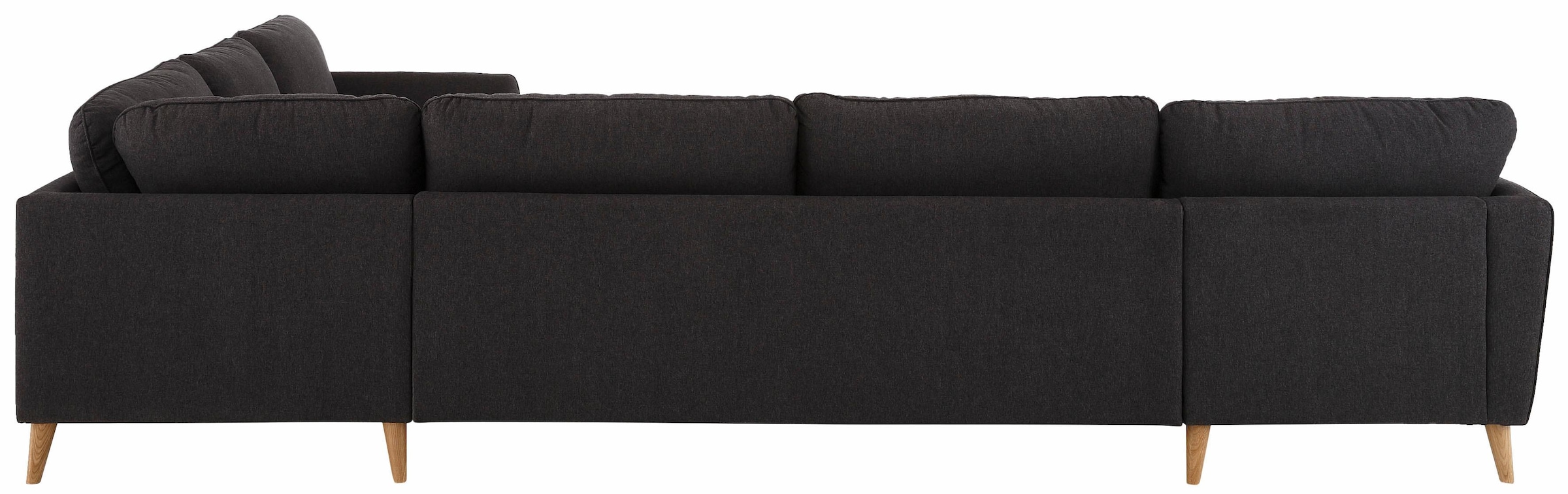 Home affaire Wohnlandschaft »MARSEILLE XXL 349cm, U-Form, Ottomane rechts/links wählbar«, Massivholzbeine Eiche, Landhausstil, Wellenunterfederung