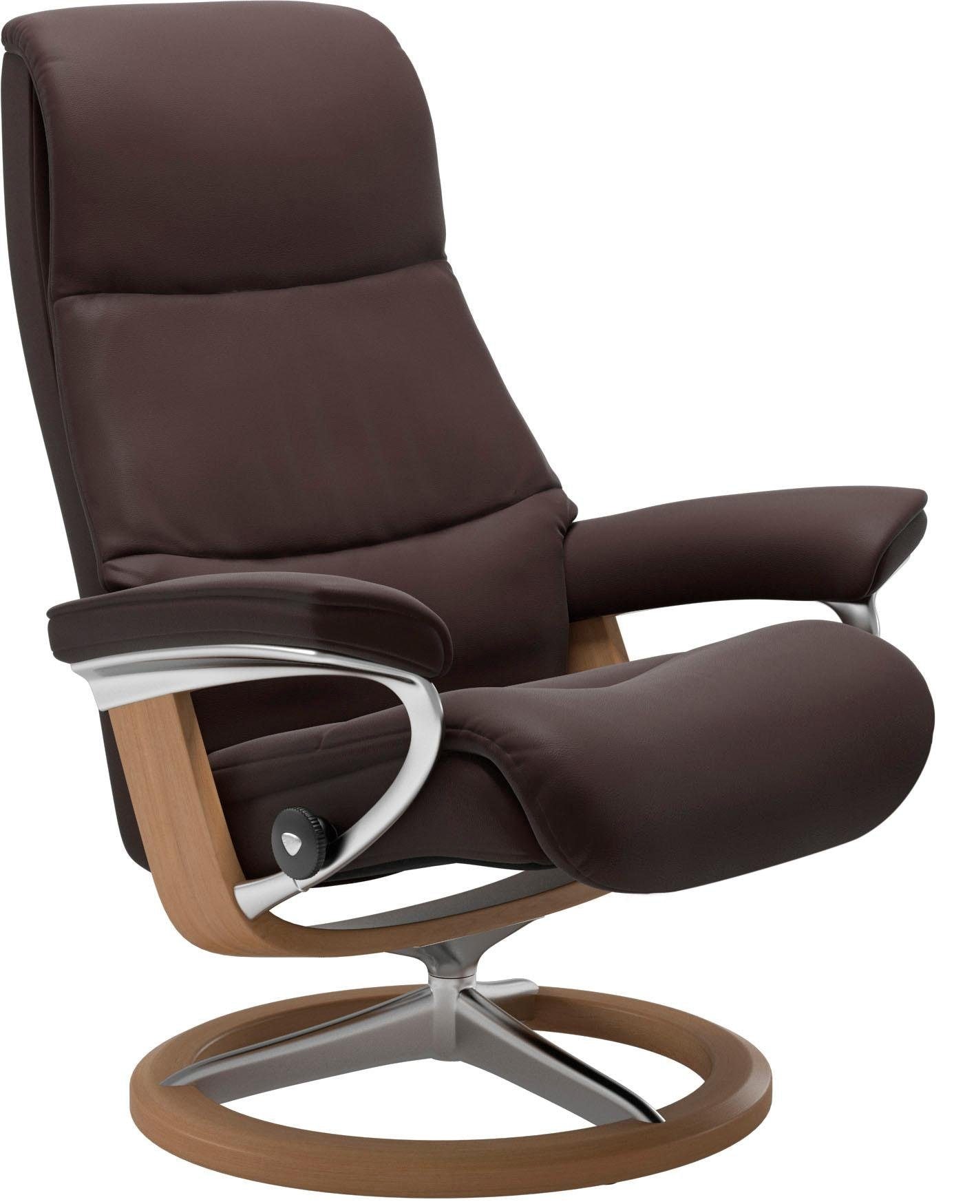 Stressless® Relaxsessel »View«, (Set, Relaxsessel mit Hocker), mit Signature Base, Größe M,Gestell Eiche