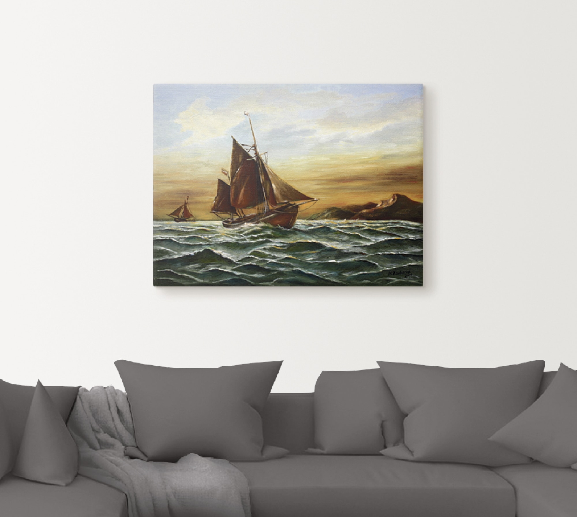 Artland Wandbild »Segelschiff auf See - maritime Malerei«, Boote & Schiffe, (1 St.), als Leinwandbild, Wandaufkleber in verschied. Größen