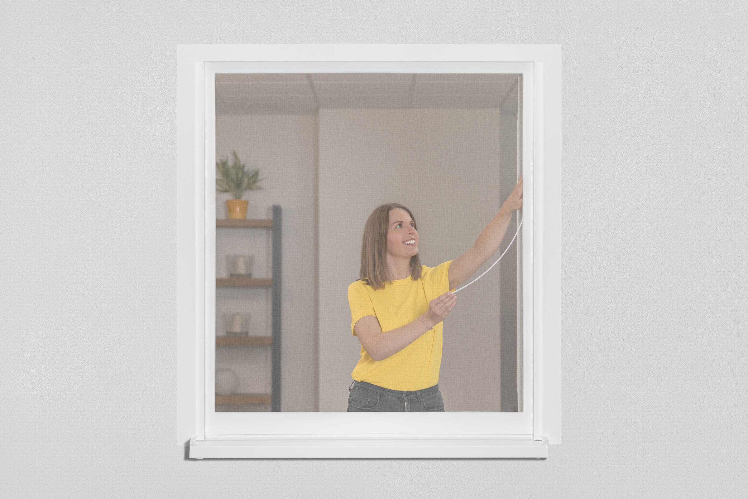 SCHELLENBERG Insektenschutz-Fensterrahmen »Easy Click mit Pollenschutzvlies für Fenster« Set, 1 Stk. tlg. Fliegengitter zum einklicken ohne bohren, 130 x 150 cm, anthrazit