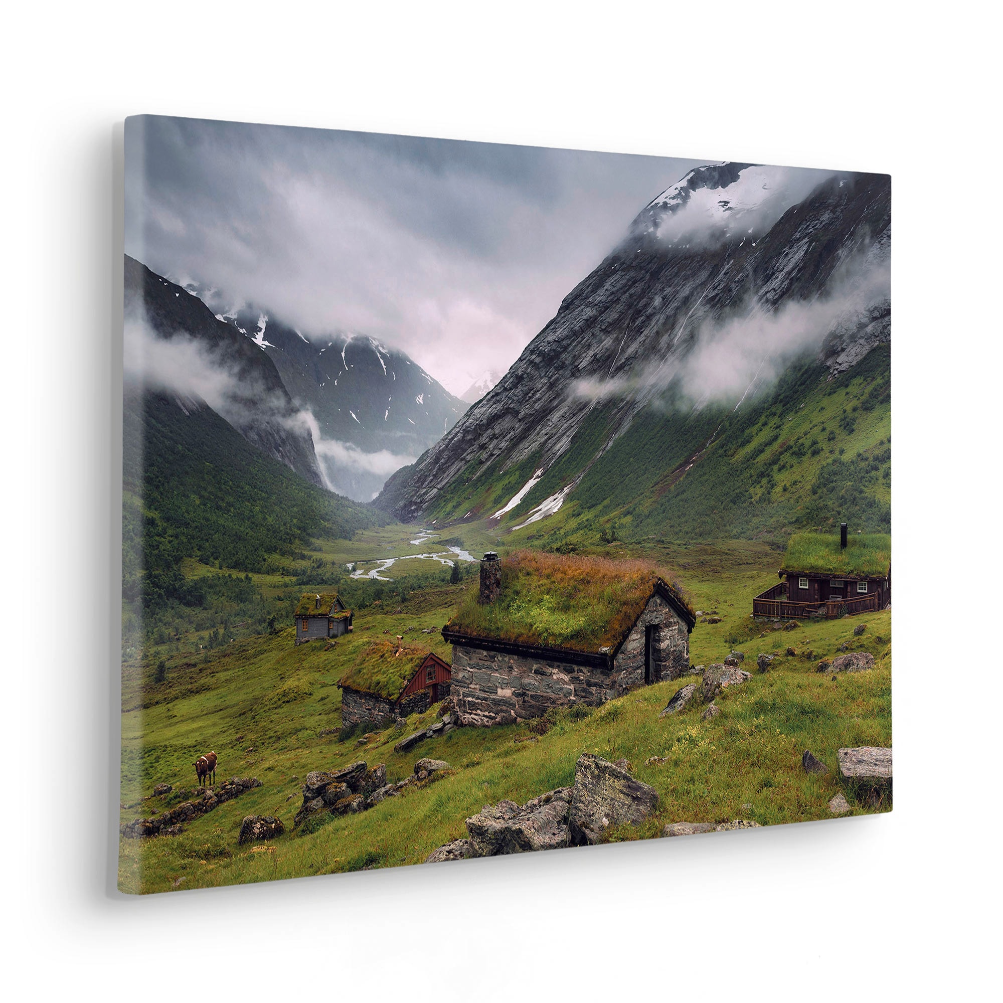 Komar Leinwandbild »Moody Mountains - Größe 60 x 40 cm«, Baum-Blätter-Natur-Berge-Blumen-Foto-Jahreszeiten-Landschaft-Meer-Strand-Palmen, (Packung, 1 St.), Keilrahmenbild mi Echtholzrahmen
