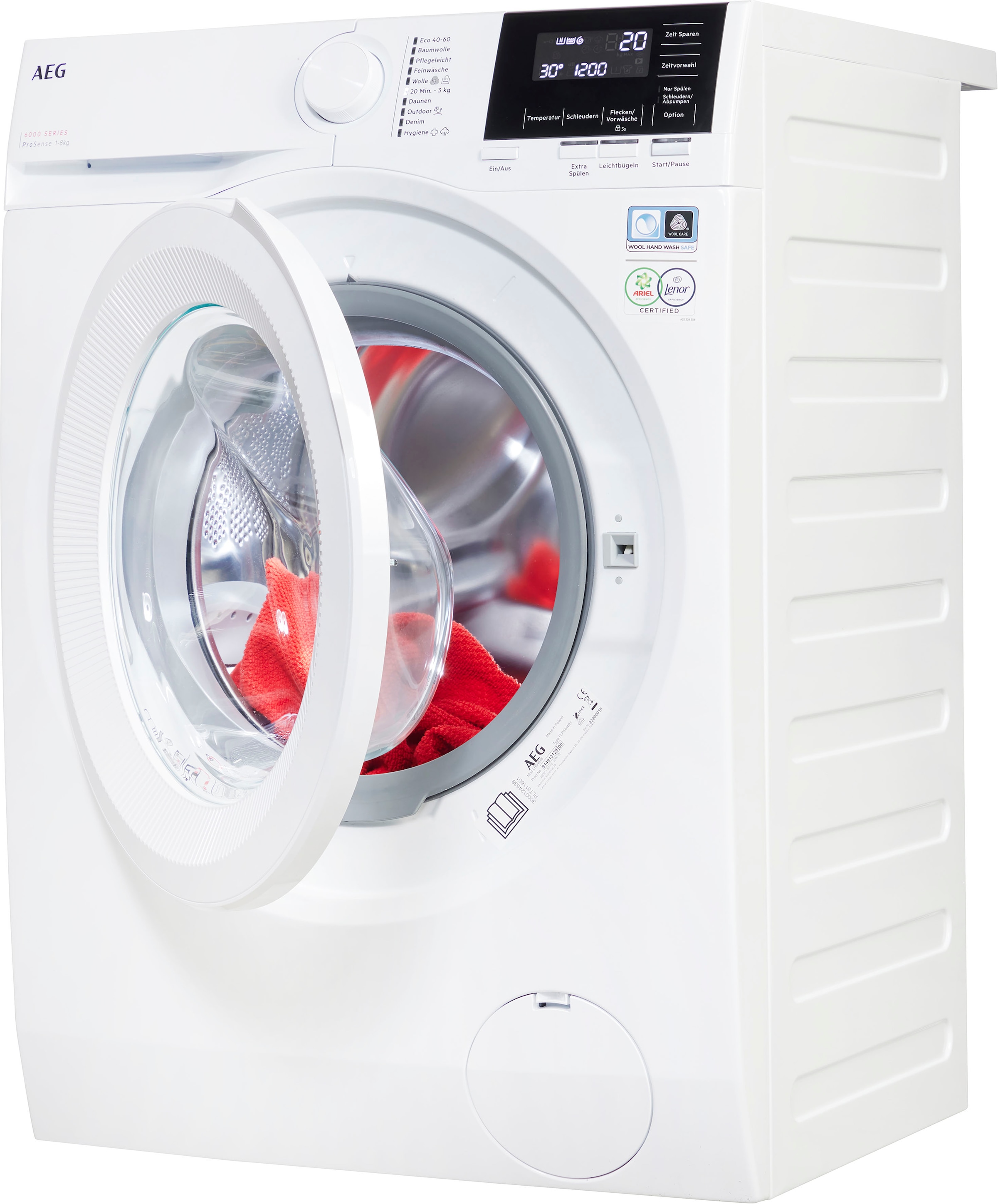 AEG Waschmaschine »LR6A648«, 6000, 8 U/min, - Wasser LR6A648, bis 1400 Energie kg, Zeit, spart ProSense® Mengenautomatik​ 40% online und bestellen