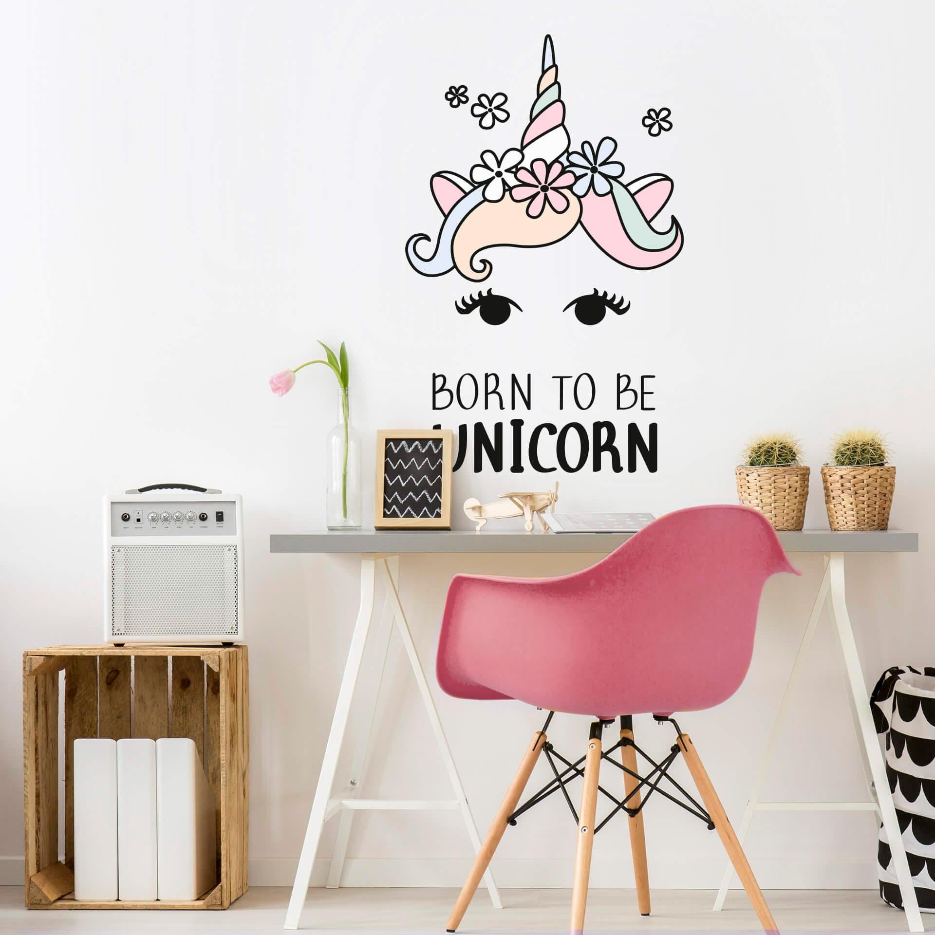 Wall-Art Wandtattoo »Kvilis Einhornkopf Born to be Unicorn«, selbstklebend, günstig online kaufen