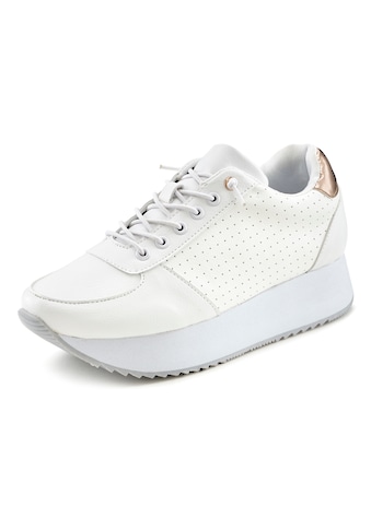 LASCANA Sneaker, mit Plateausohle und Metallic-Einsatz und Stretch-Schnürbändern kaufen
