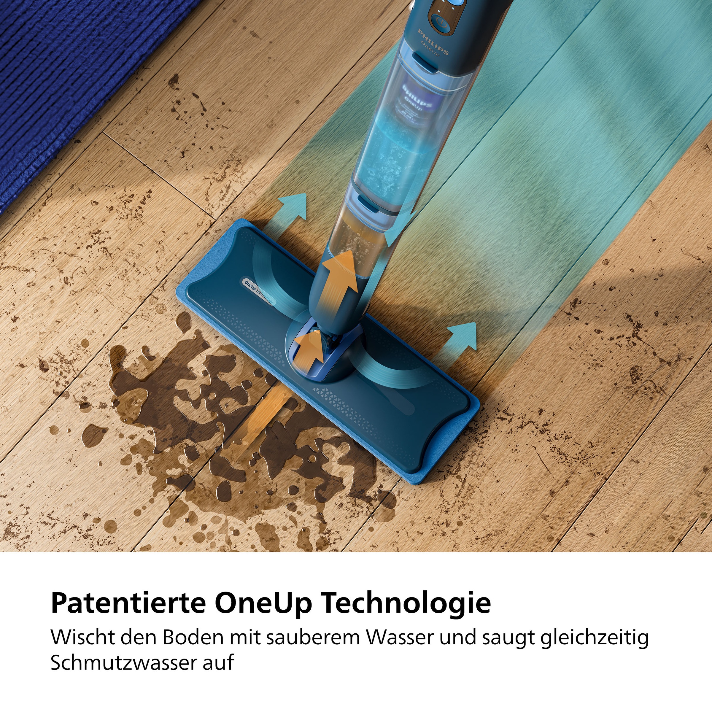 Philips Mikrofaserpad »OneUp Ersatzpad XV1882/20«, Mikrofaser, 12 cmx35 cm, (2 St.), für empfindliche und nicht saugfähige Hartböden (Holzböden) geeignet