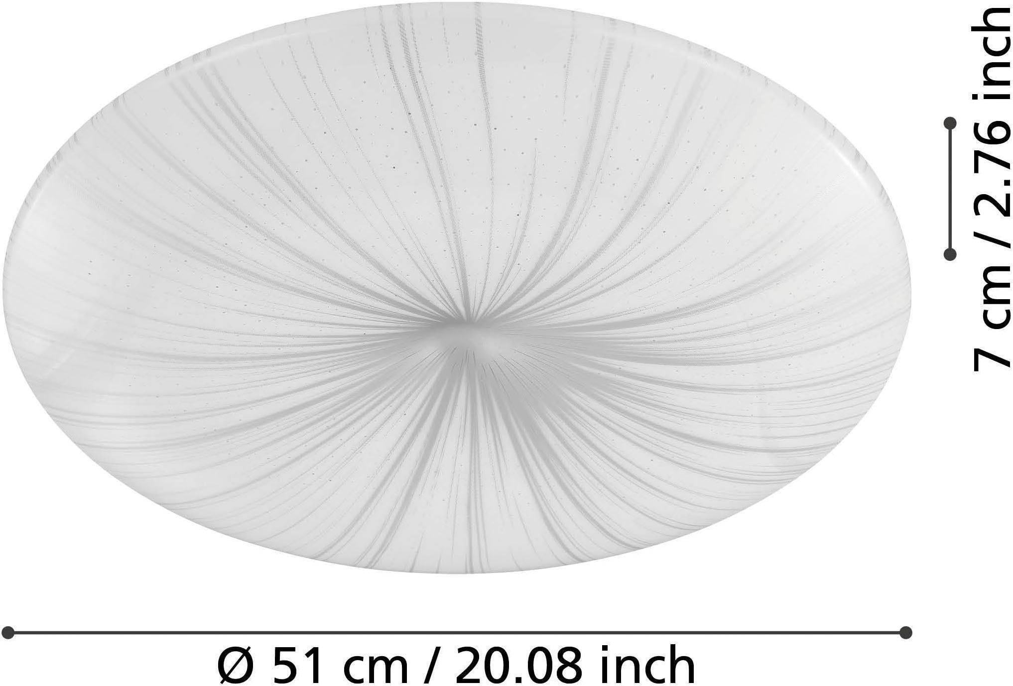 EGLO Deckenleuchte »Nieves Deckenlampe, Flurlampe Metall und Kunststoff, Kristalleffekt« LED-Modul 1 Stk. Warmweiß Wand-/Deckenleuchte - H7 x Ø51 cm - weiß - 8X4,4W inkl.