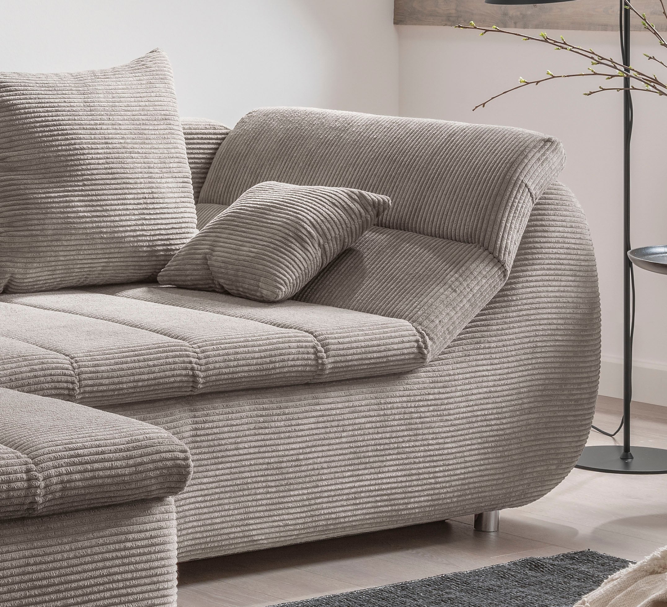 INOSIGN Ecksofa »Imola elegant und bequem, aktuelle Steppung im Sitz, L-Form«, wahlweise mit Bettfunktion