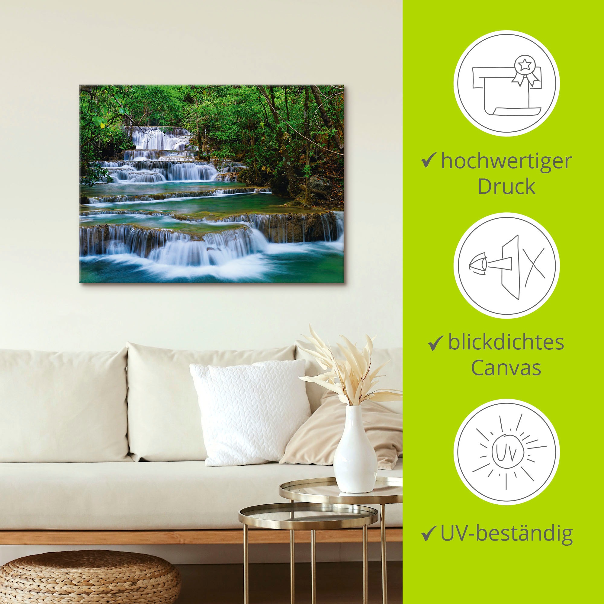 Artland Wandbild »Tiefen Wald Wasserfall«, Gewässer, (1 St.), als Leinwandbild, Poster, Wandaufkleber in verschied. Größen