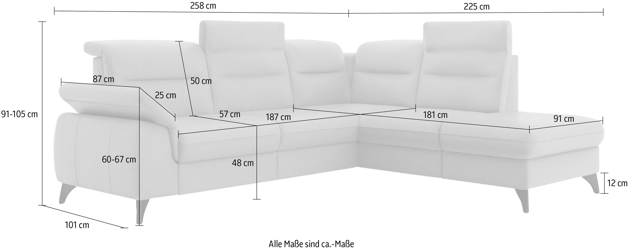 sit&more Ecksofa »Astoria L-Form«, wahlweise mit motorischer Relaxfunktion