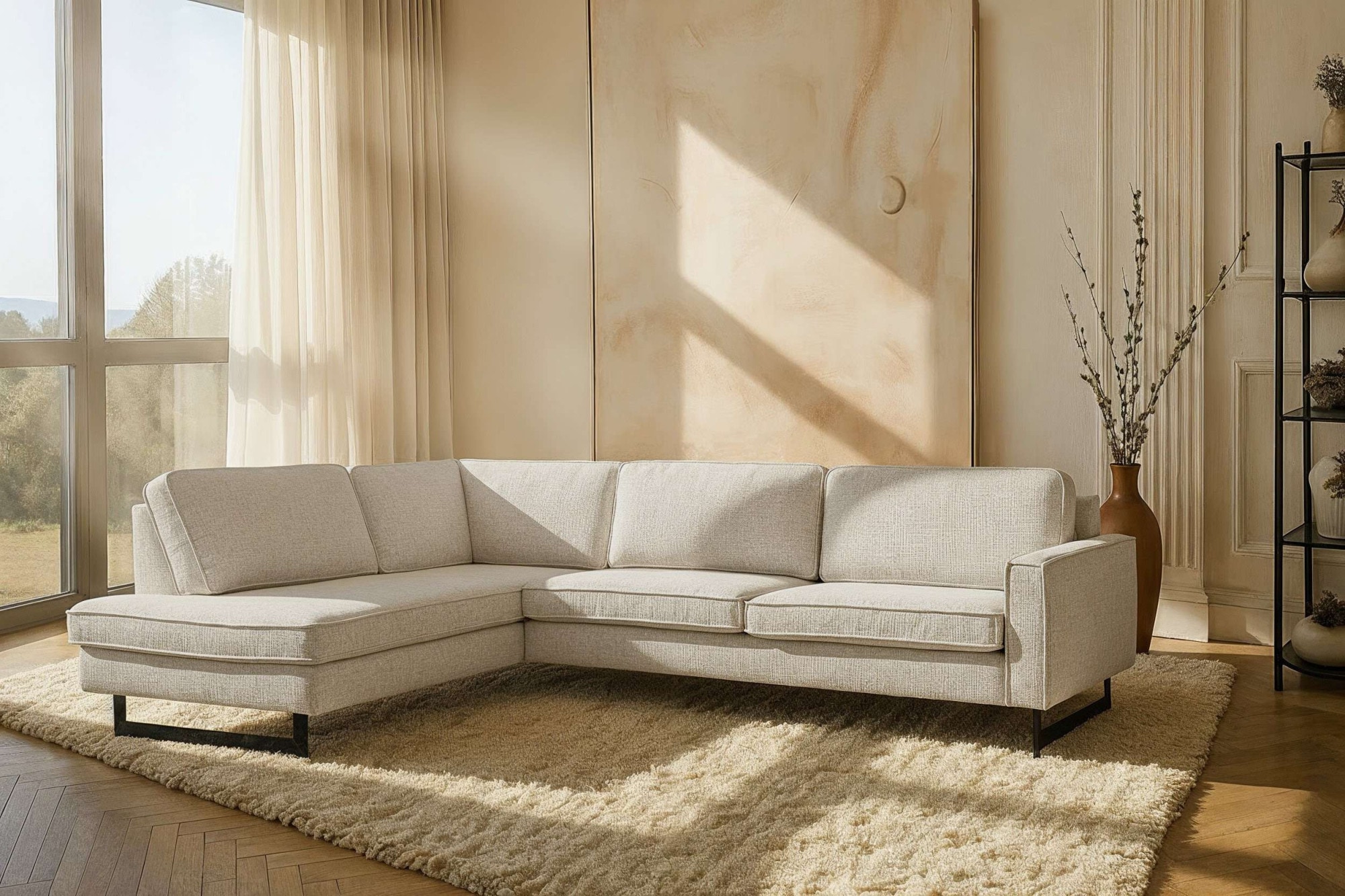 Home affaire Ecksofa »Pinto, 290 cm, Cord, Chenille, Lederoptik, Ottomane l günstig online kaufen