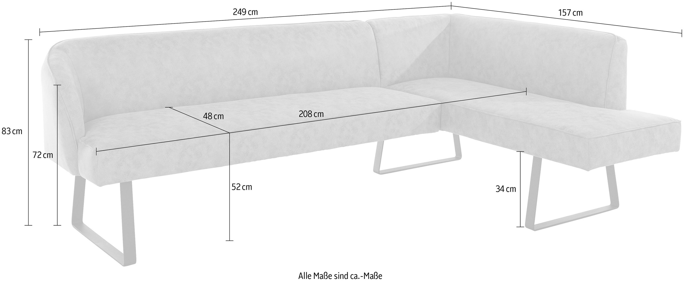 exxpo - sofa fashion Eckbank »Americano«, mit Keder und Metallfüßen, Bezug in verschiedenen Qualitäten