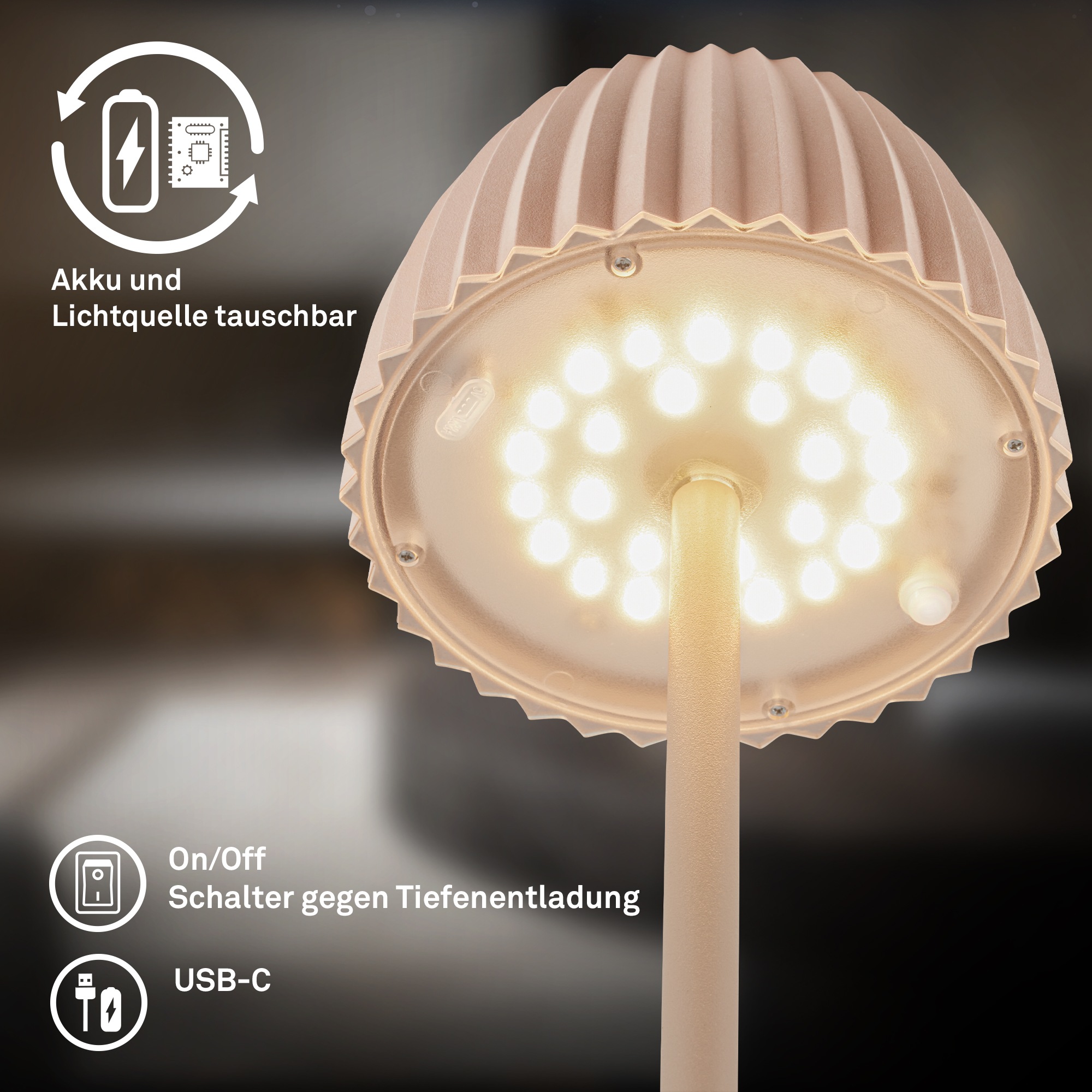 Briloner Leuchten LED Stehlampe »Akku LED Stehleuchte, beige«