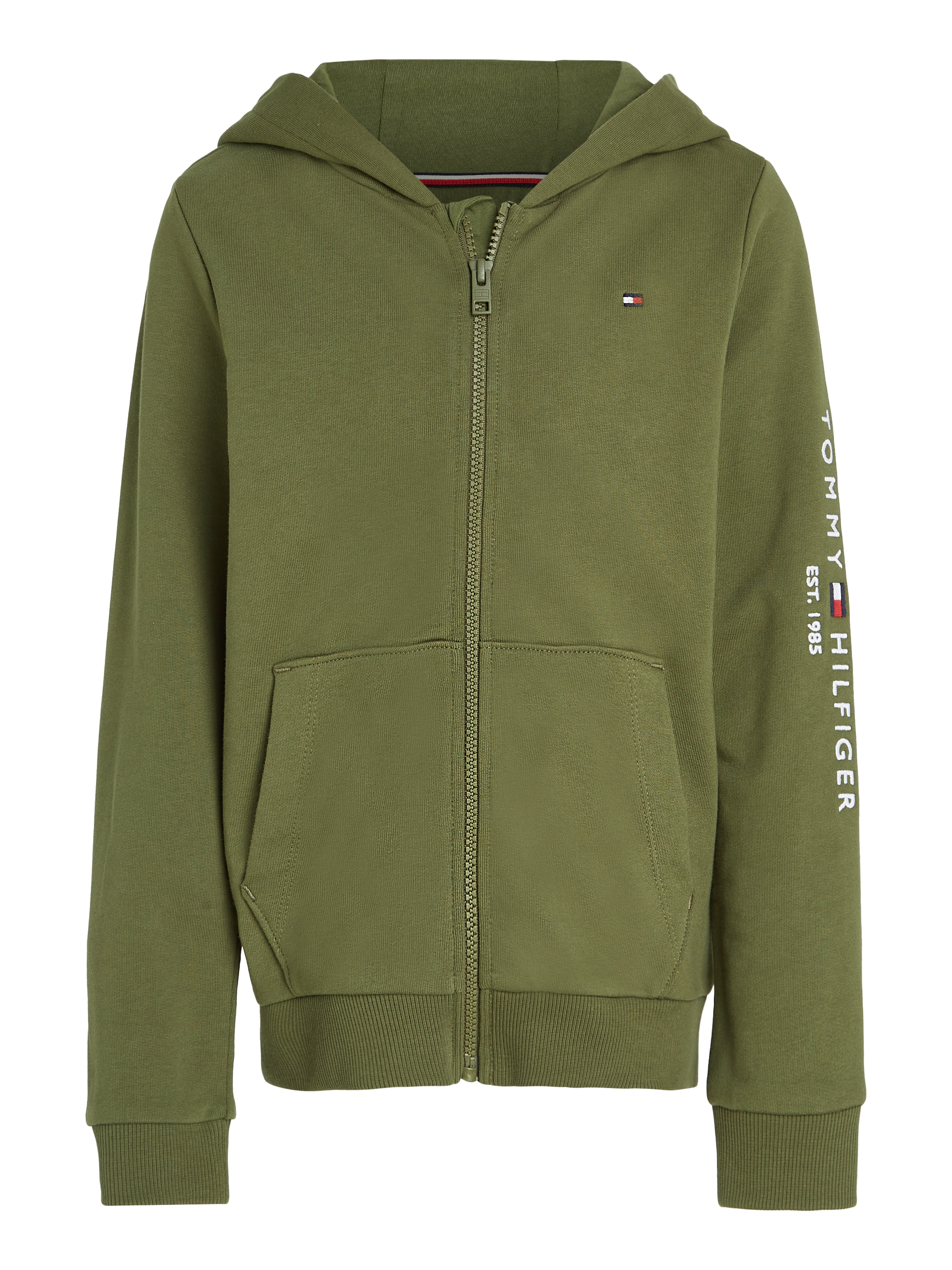 Tommy Hilfiger Sweatjacke »U ESSENTIAL ZIPTHROUGH HOODIE«, Kinder bis 16 Jahre mit Logoschriftzug