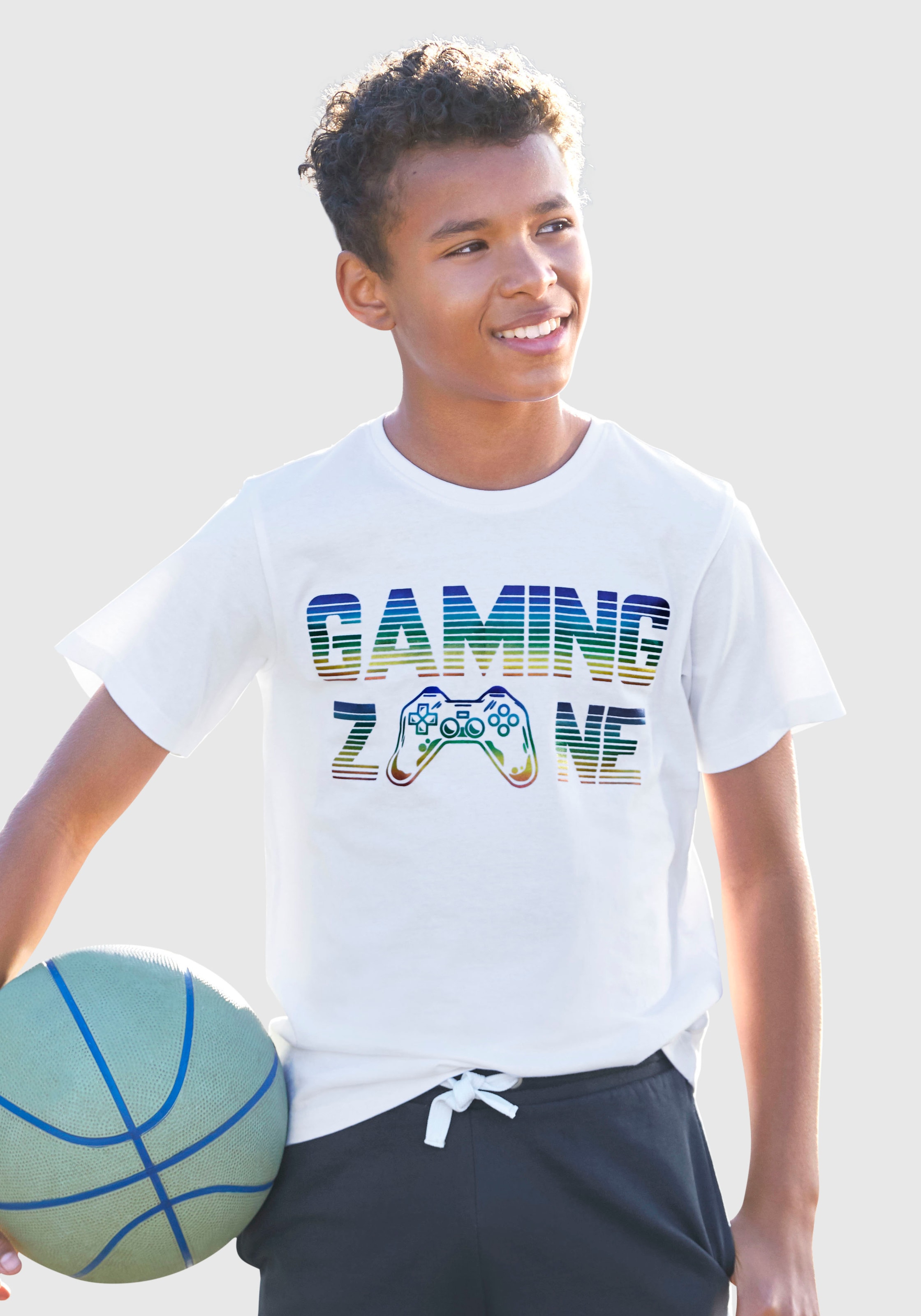 KIDSWORLD T-Shirt »GAMING ZONE«, Kurzarm, Basic-Passform, bedruckt, Rundhalsausschnitt