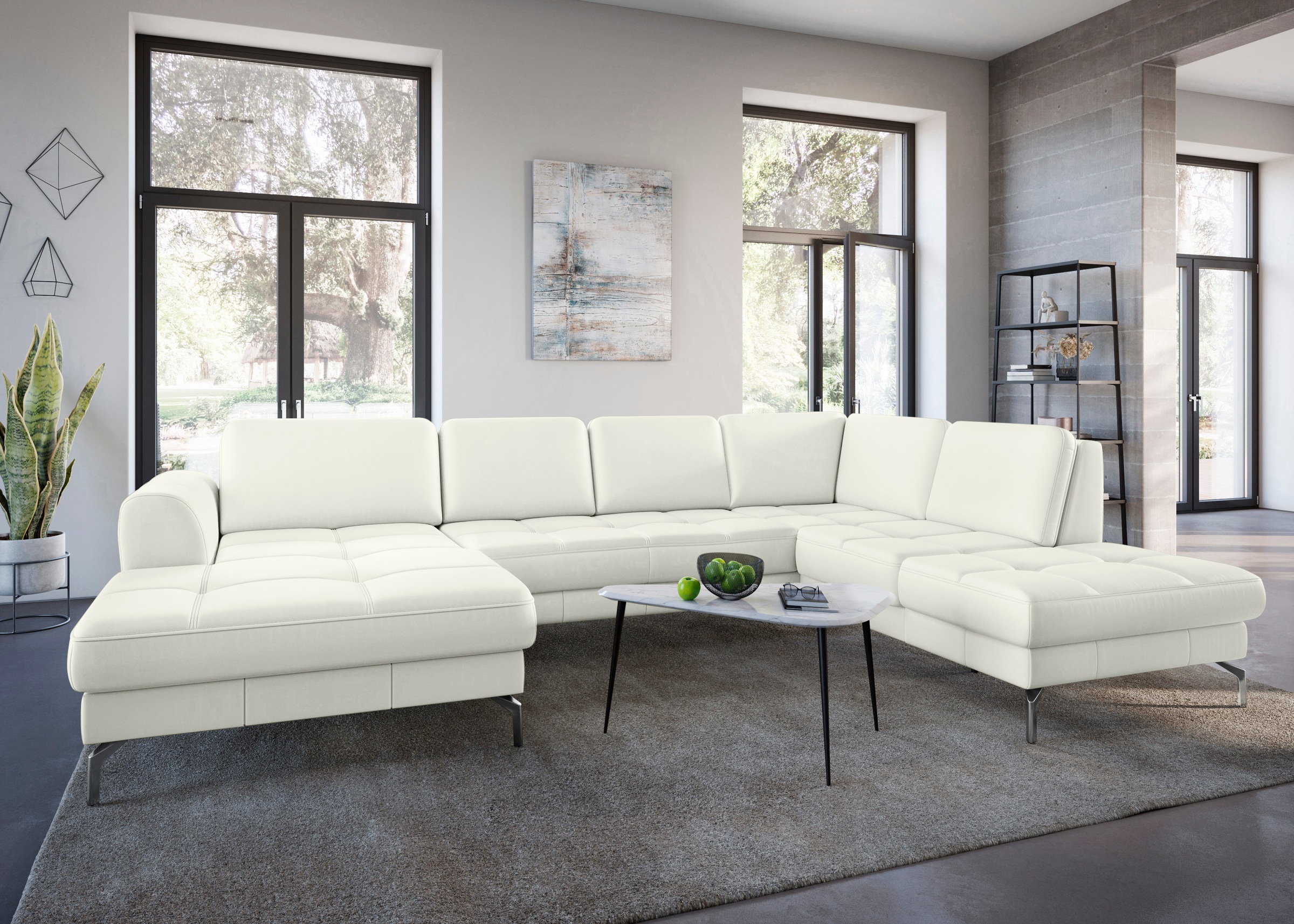 sit&more Wohnlandschaft »Bendigo U-Form«, inklusive Sitztiefenverstellung, Bodenfreiheit 15 cm, in 2 Fußfarben
