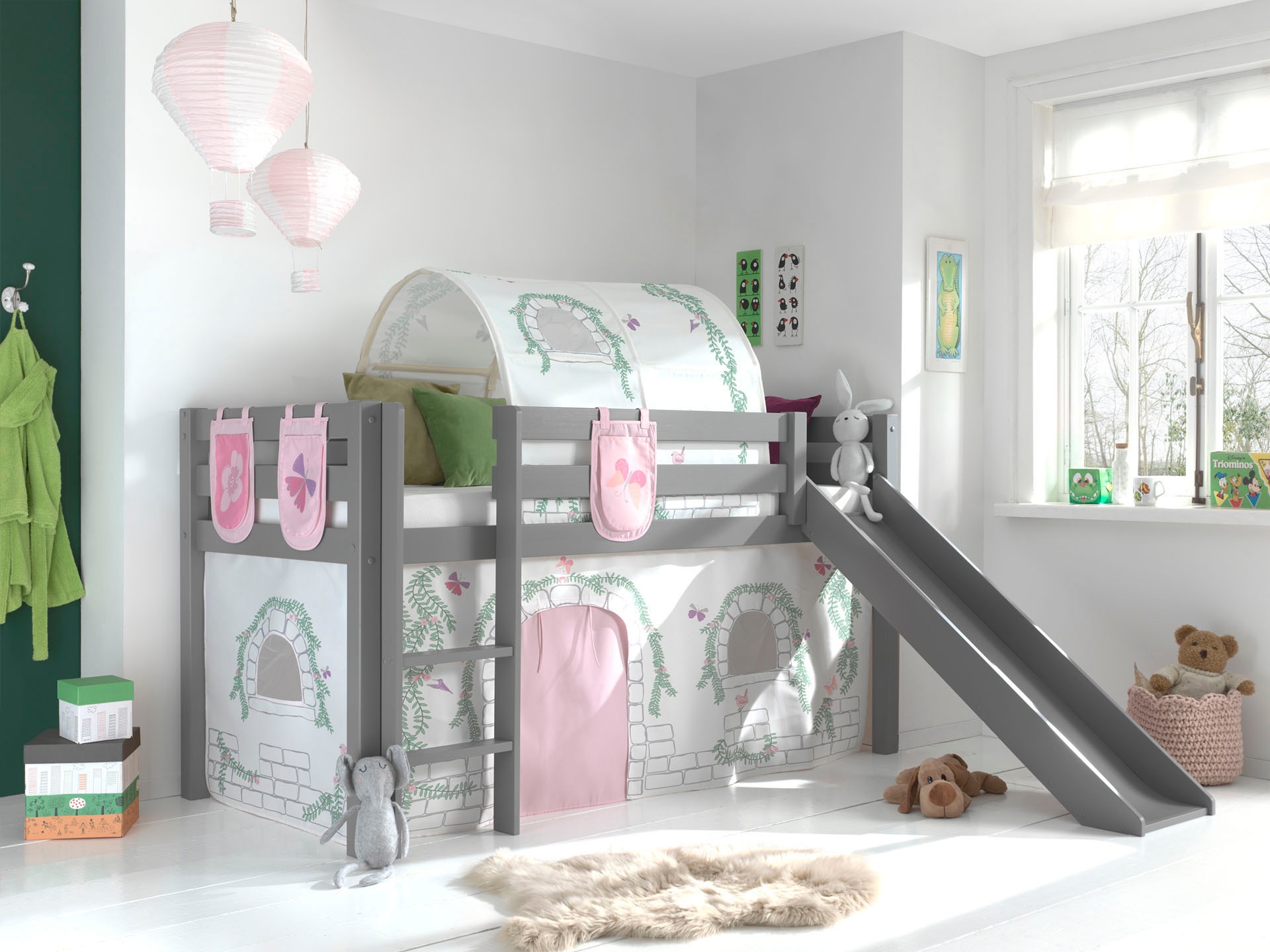 Vipack Hochbett "Pino, Spielbett massiv Kiefer, stabil gebaut, 3 Korpusfarb günstig online kaufen